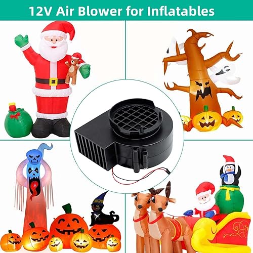 Miniatura 7 de Soplador de aire para inflables de 12 V 12 A de repuesto con 3 luces LED para jardín patio decoración inflable Halloween Navidad vacaciones