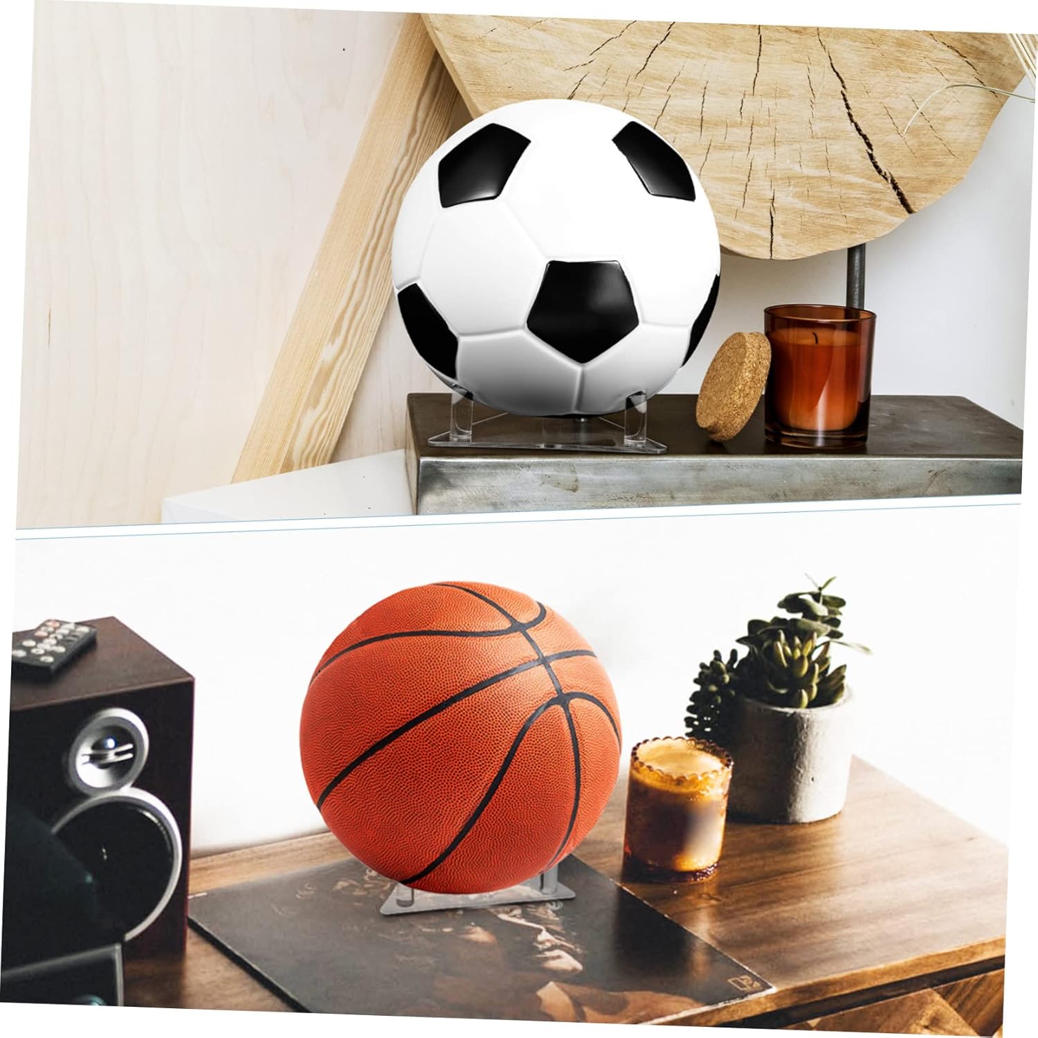 BESPORTBLE 4sets Football Display Acrylic Ball Stands Multi-color Ball Rack Organizer for Sports 2pcs*4