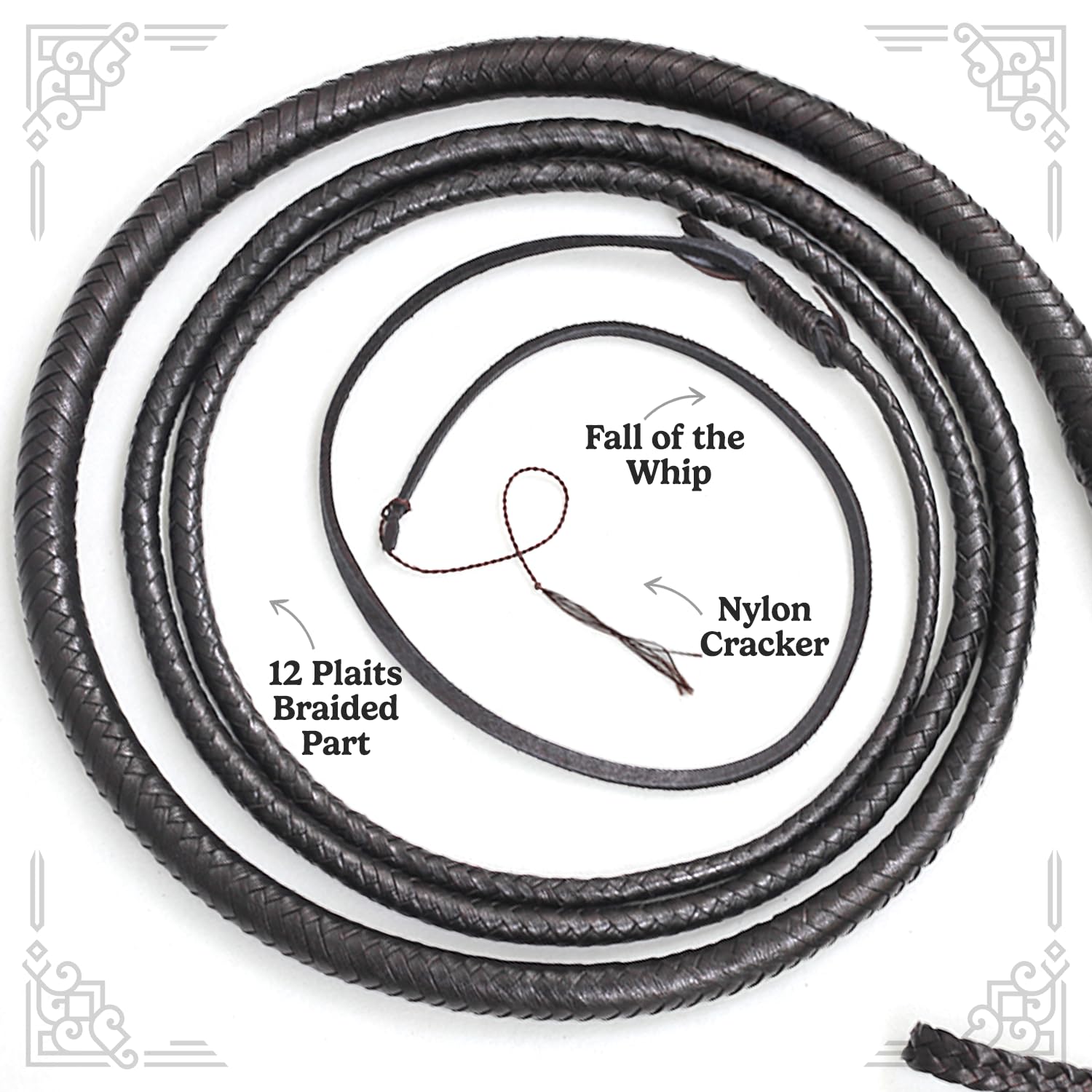 LB's Whip Frustino da 06 a 16 Piedi 12 Fili in Vera Pelle Bovina equestre bullwhip Pancia e Cuoio Cuscino Interno
