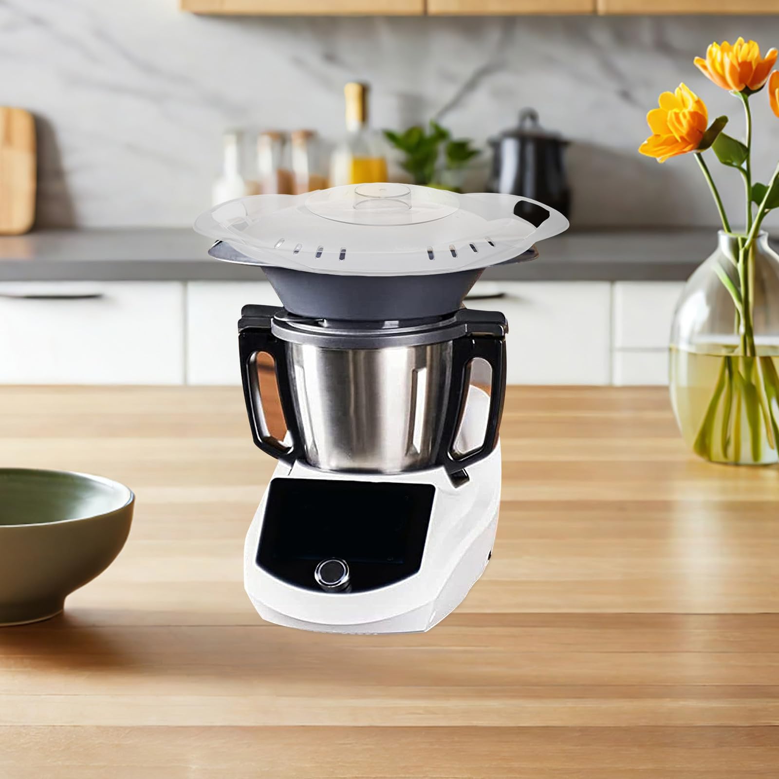 Tapa de Plástico Transparente Control de Cocción para Vaporera de Alimentos Cubierta Resistente al Calor, Apta para Lavavajillas Compatible con Thermomix Tm6 Tm5 Tm31