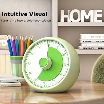 Conchstar Time Timer Visual Timer Children's 60 Minute Countdown Timer - Ideal for ADHD & Autism Homework School Classroom & Kitchen Cooking (Light Green)