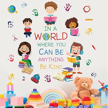 Be Kind Quotes Wall Decals Peel and Stick Vinyl Quotes Stickers Colorful Lettering Inspirational Wall Decal Wall Art for Kids Room Nursery Bedroom Wall Decor Family Wall Stickers Decor