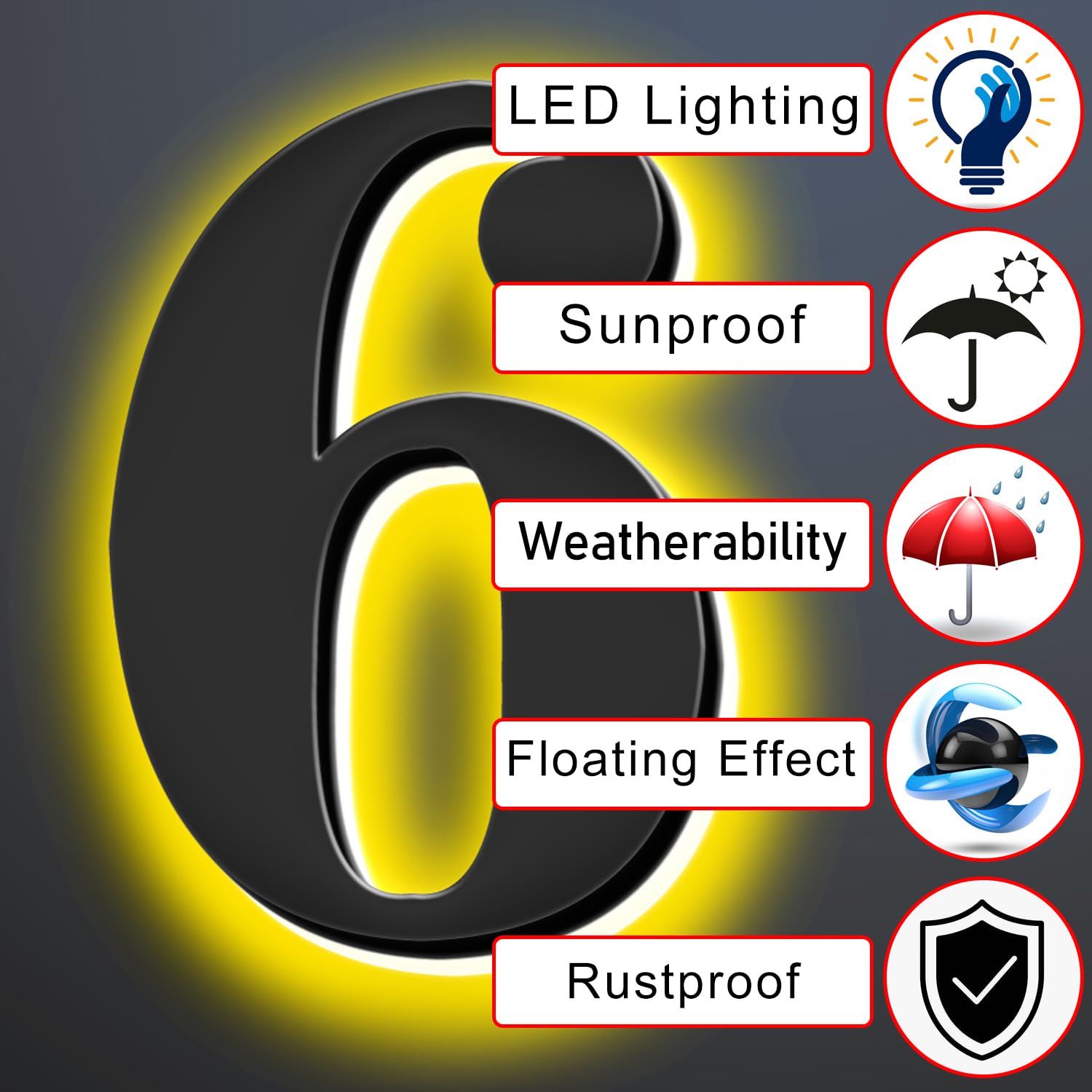 Hinten Beleuchtete LED-beleuchtete Hausnummern 20 Zoll, Handpolierter Edelstahl Für Hausadressenschilder, Moderne Leuchtende Hausnummer, Metalladressennummern Mit Lichtern