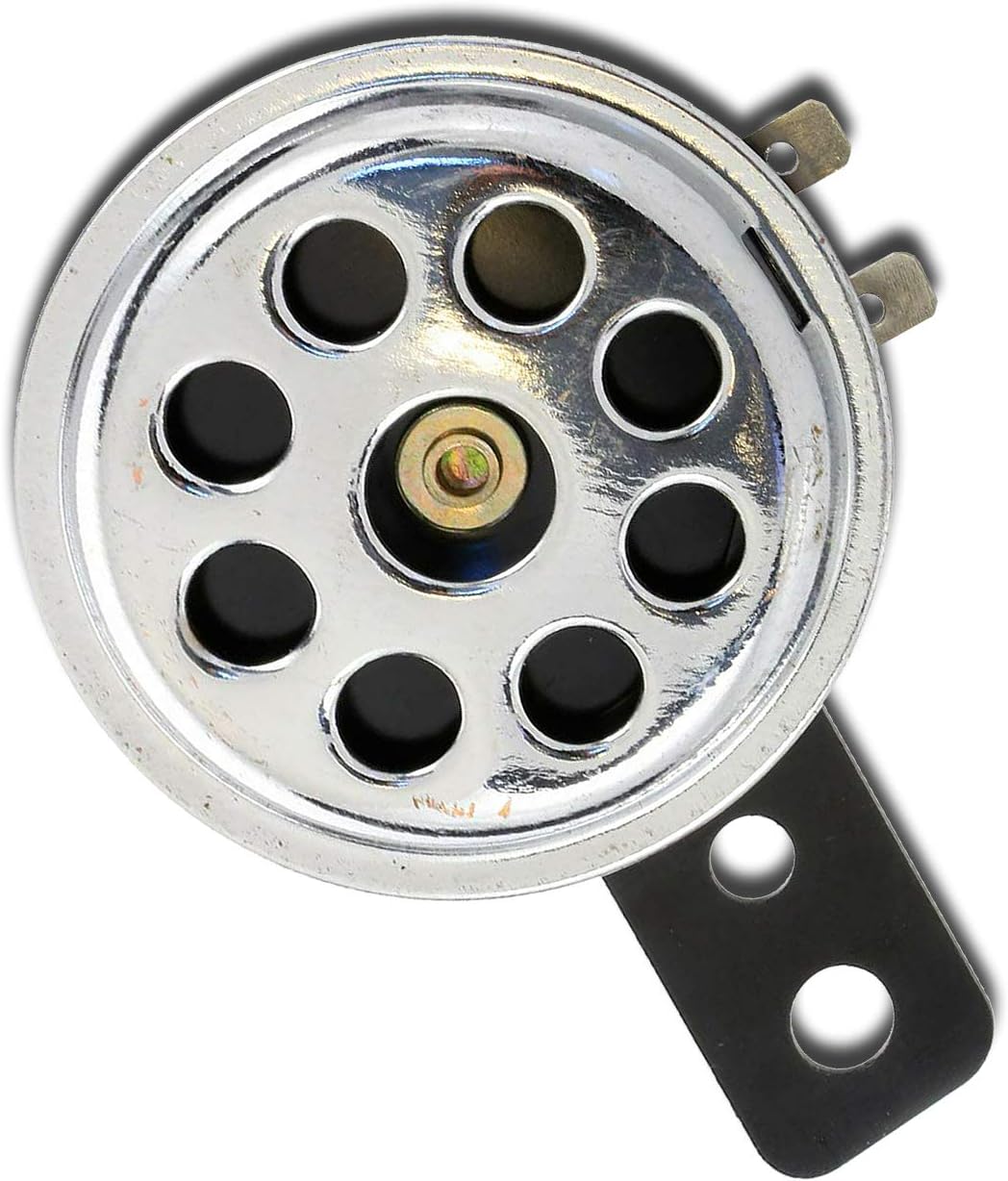 12V SMALL CHROME HORN 65 mm KLAXON MOPED MOTORCYCLE ATV CHOPPER MOTORBIKE CAR CUSTOM PROJECT TUNING