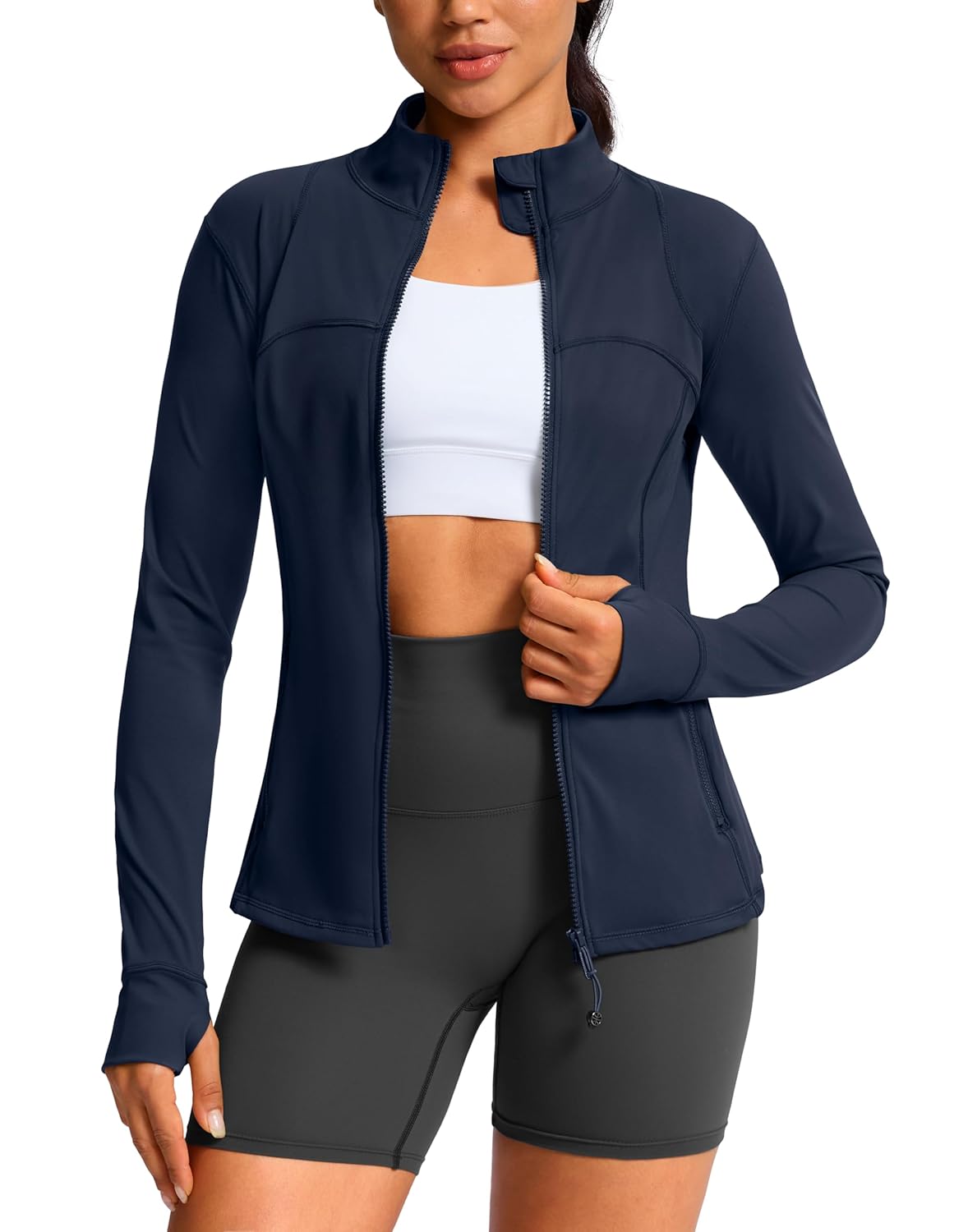 G Gradual Workout Jackets for Woman Hip-Length Slim Fit Zip Up 4 Pockets Athletic Jacket Spring Gym Running
