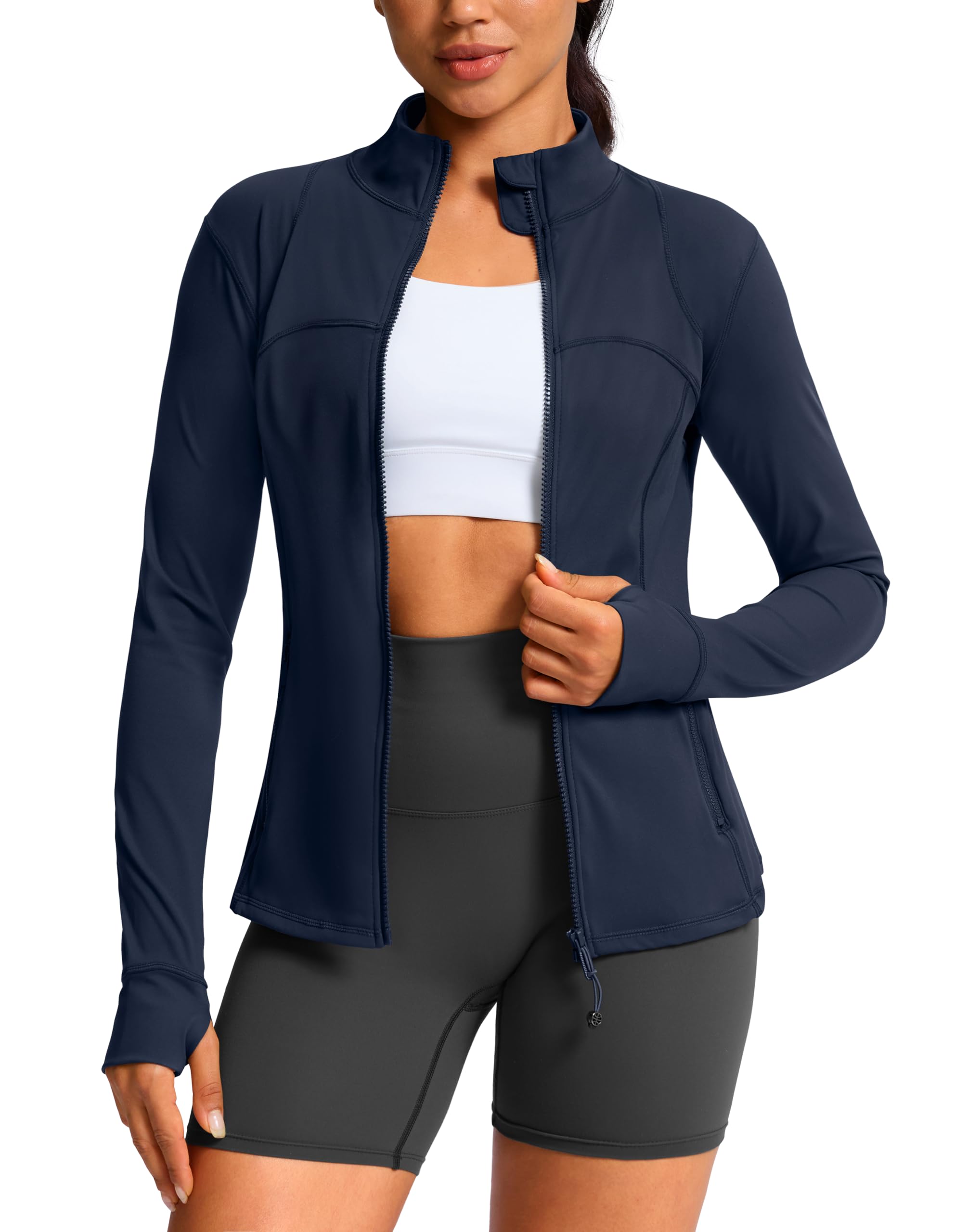 G Gradual Workout Jackets for Woman Hip-Length Slim Fit Zip Up 4 Pockets Athletic Jacket Spring Gym Running