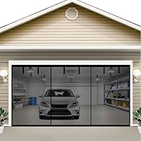 Vista 12 de Pantalla magnética para puerta de garaje de 9 x 9 pies, cortinas de red manos libres, cierre de cubierta retráctil de fibra de vidrio para garaje