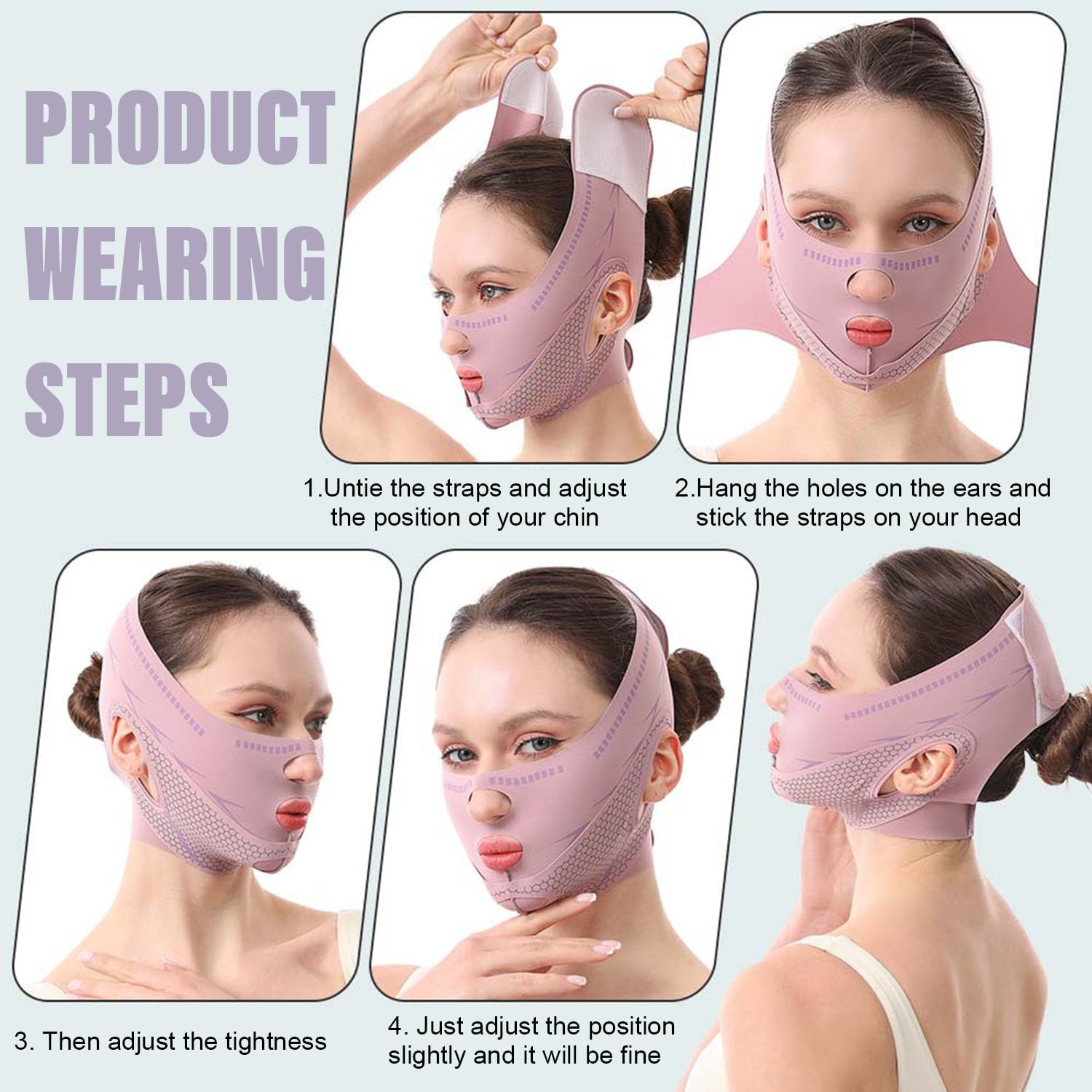 Chin Strap For Sleeping Face Lift, Double Chin Reducer, Reusable 3D V Line Lifting Mask, Graphene Breathable Lce Silk Face Lift Mask for Double Chin Reduction, Facial Contouring & Sagging Cheeks - Image 5