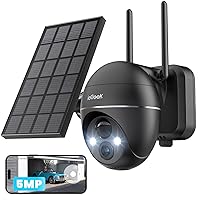 ieGeek 5MP Telecamera Wifi Esterno Senza Fili, 360° PTZ Telecamera Batteria Pannello Solare