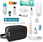 Toiletry Bag for Men, FITDON Portable Travel Wash Bag, Waterproof Shaving Bag Gym Shower Bathroom Bag Dopp Kit Make Up Bag, Black