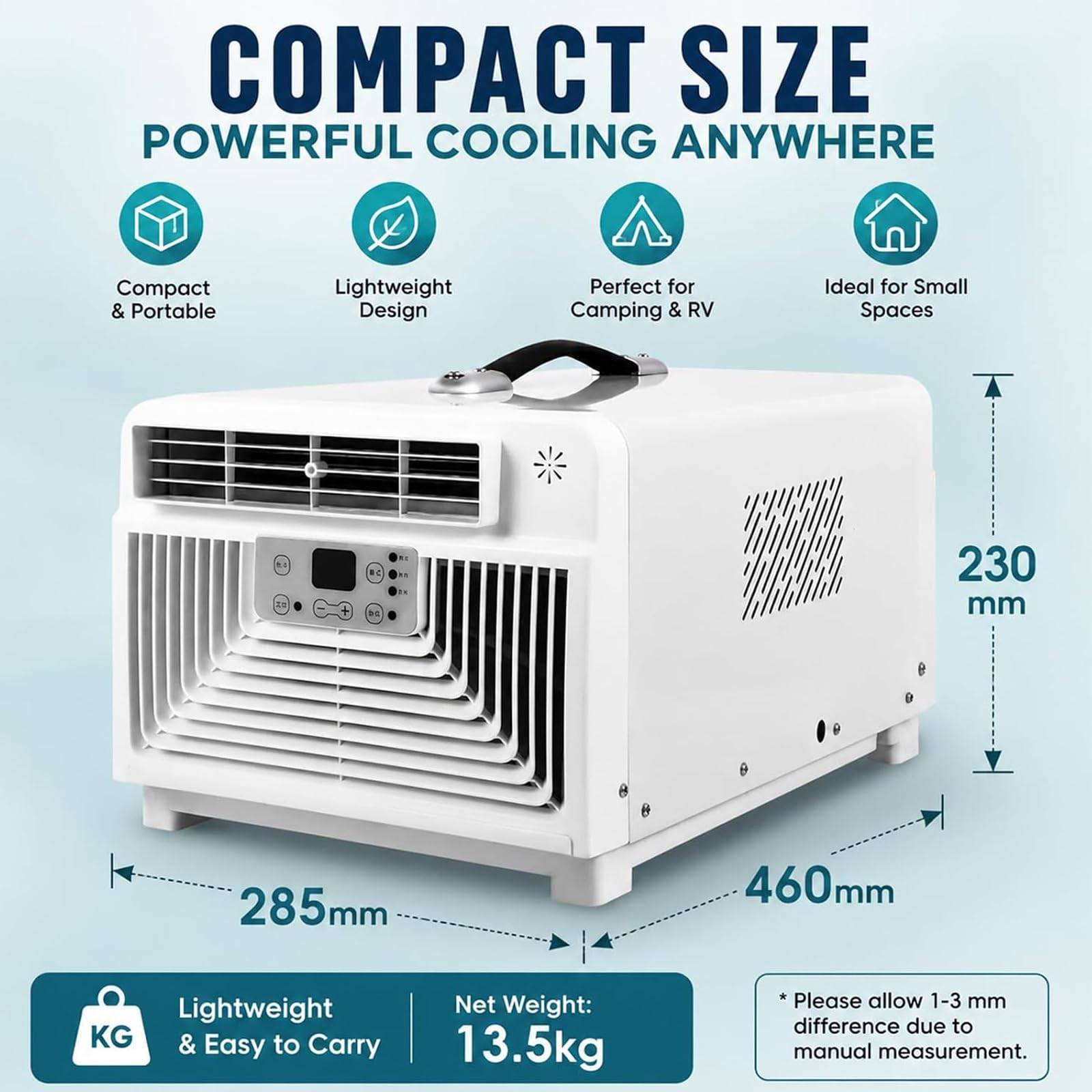 Przenośny klimatyzator namiotowy z timerem 12-godzinnym i pilotem, szybko chłodzący moduł AC 3400 BTU, pobór mocy 300 W/cicha chłodnica 4 w 1, do użytku na zewnątrz w pomieszczeniach