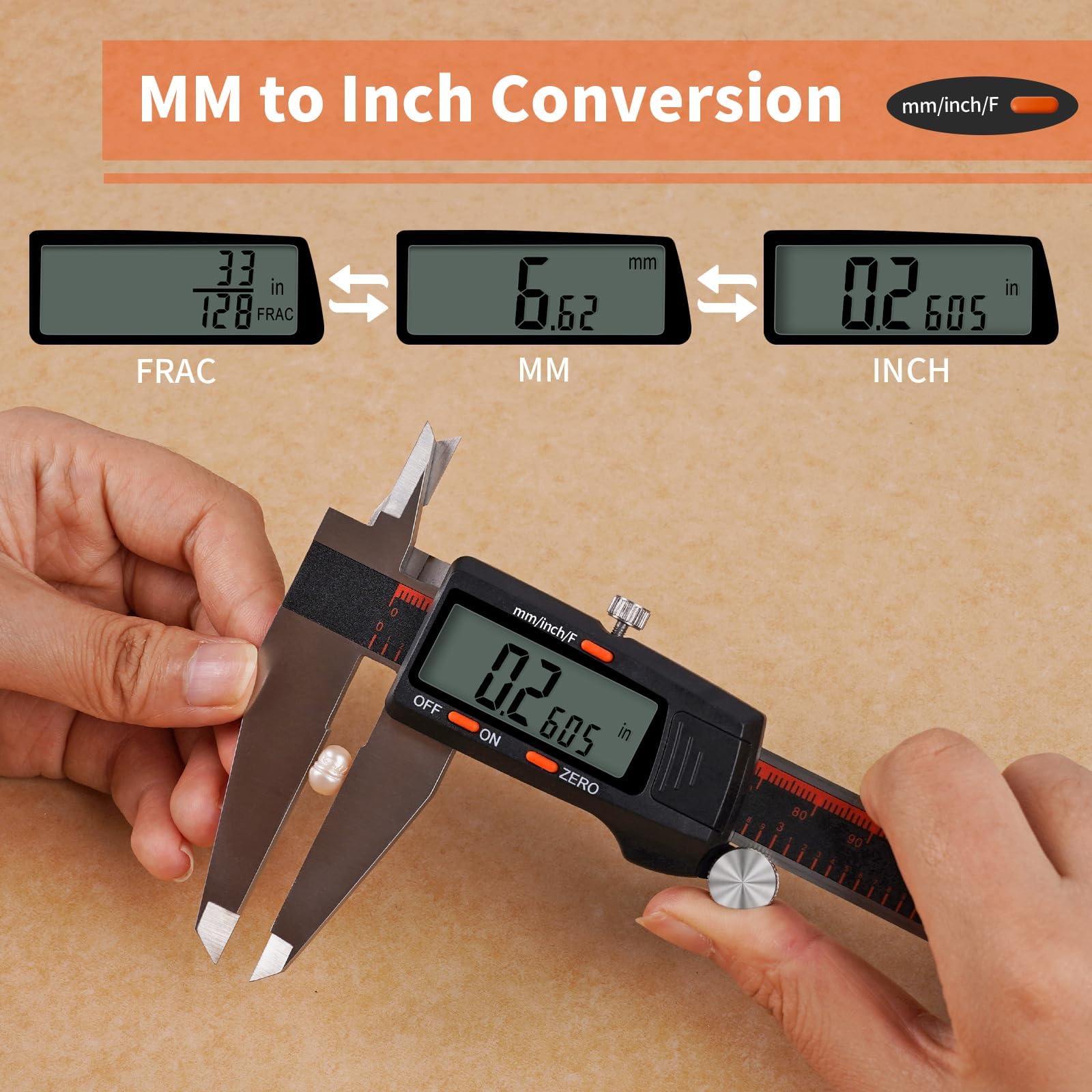 HARDELL Calibrador digital Vernier, herramienta de medición de calibre de acero inoxidable de 6 pulgadas con pantalla LCD grande (300 mm)