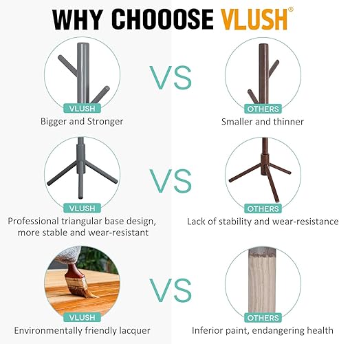 Miniatura 4 de Perchero resistente para sombrero, árbol, perchero para ropa, bufandas, bolsos, paraguas (8 ganchos, gris)