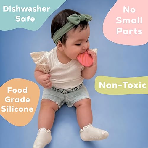 Miniatura 3 de Mordedor mexicano para bebé, juguete de dentición de silicona para aliviar los dientes, agarre calmante durante más de 3 meses, sin BPA (Concha)