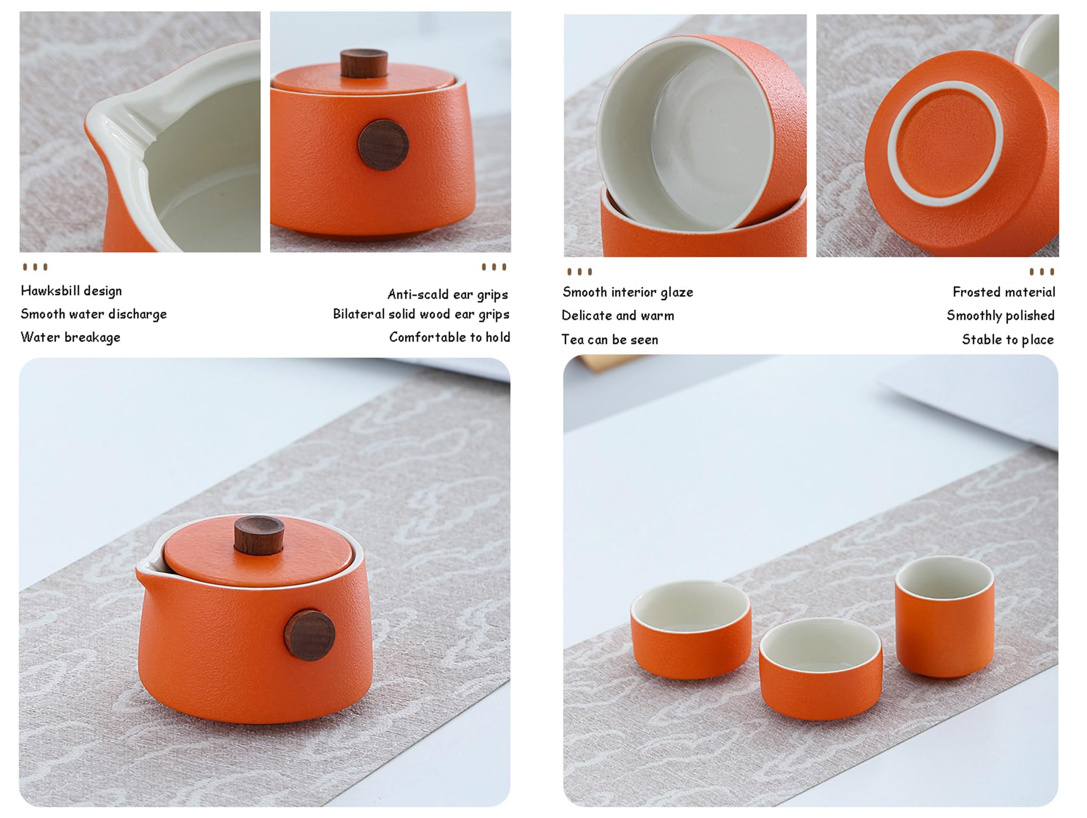 KEYDUACU Set da tè portatile, set da tè in ceramica, tra cui 1 teiera, 2 tazze da tè, 1 tazza giusta, una scatola portatile, set da tè cinese kung fu, può essere casa, regali, all'aperto (nero)