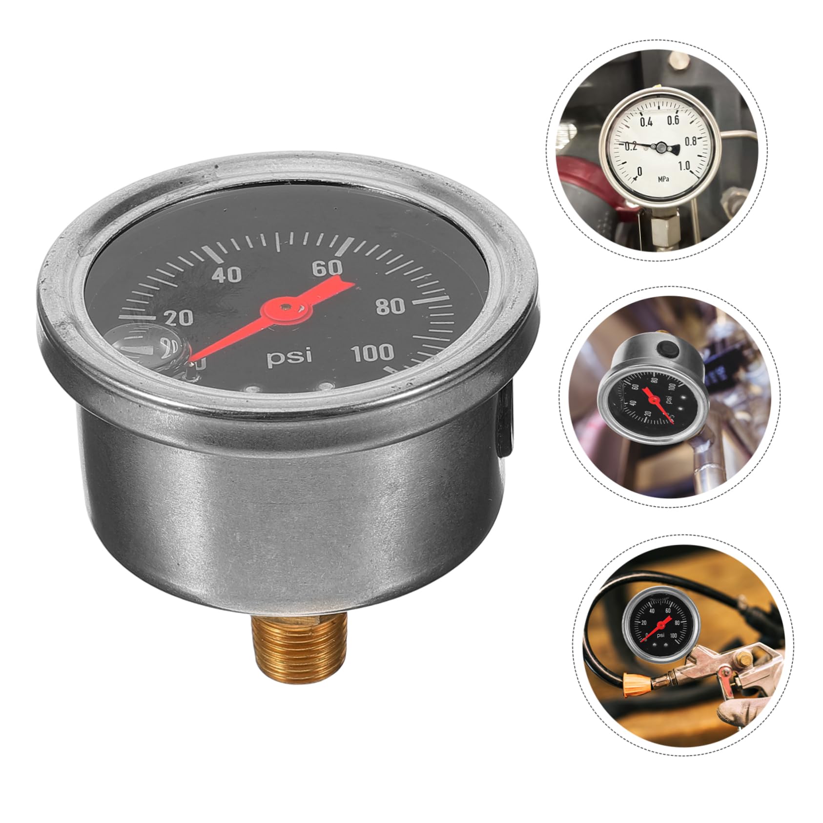 Mobestech 4pezzi Manometro Per Pressione Carburante Indicatore Gasoline Con Attacco Strumento Di Misura Sicuro e Preciso Per Sistemi Di Alimentazione Auto