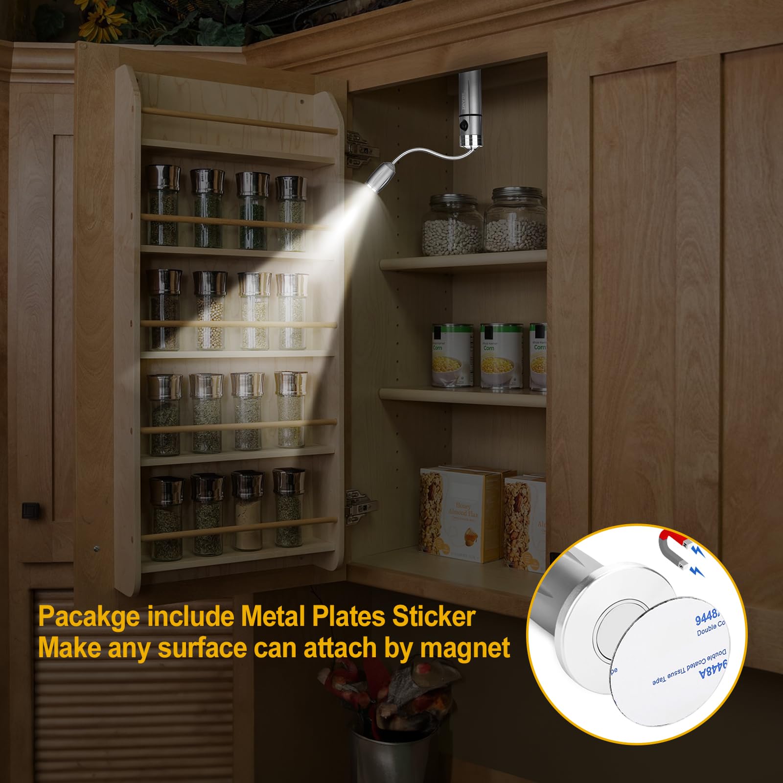 IMAGE Wiederaufladbare ultrahelle Grillampe mit superhellen LED-Lichtern, flexible Schwanenhals-Grilllicht mit Magnetfuß, vollständig einstellbar batteriebetrieben, Geschenke für Männer Vatertag, weiß