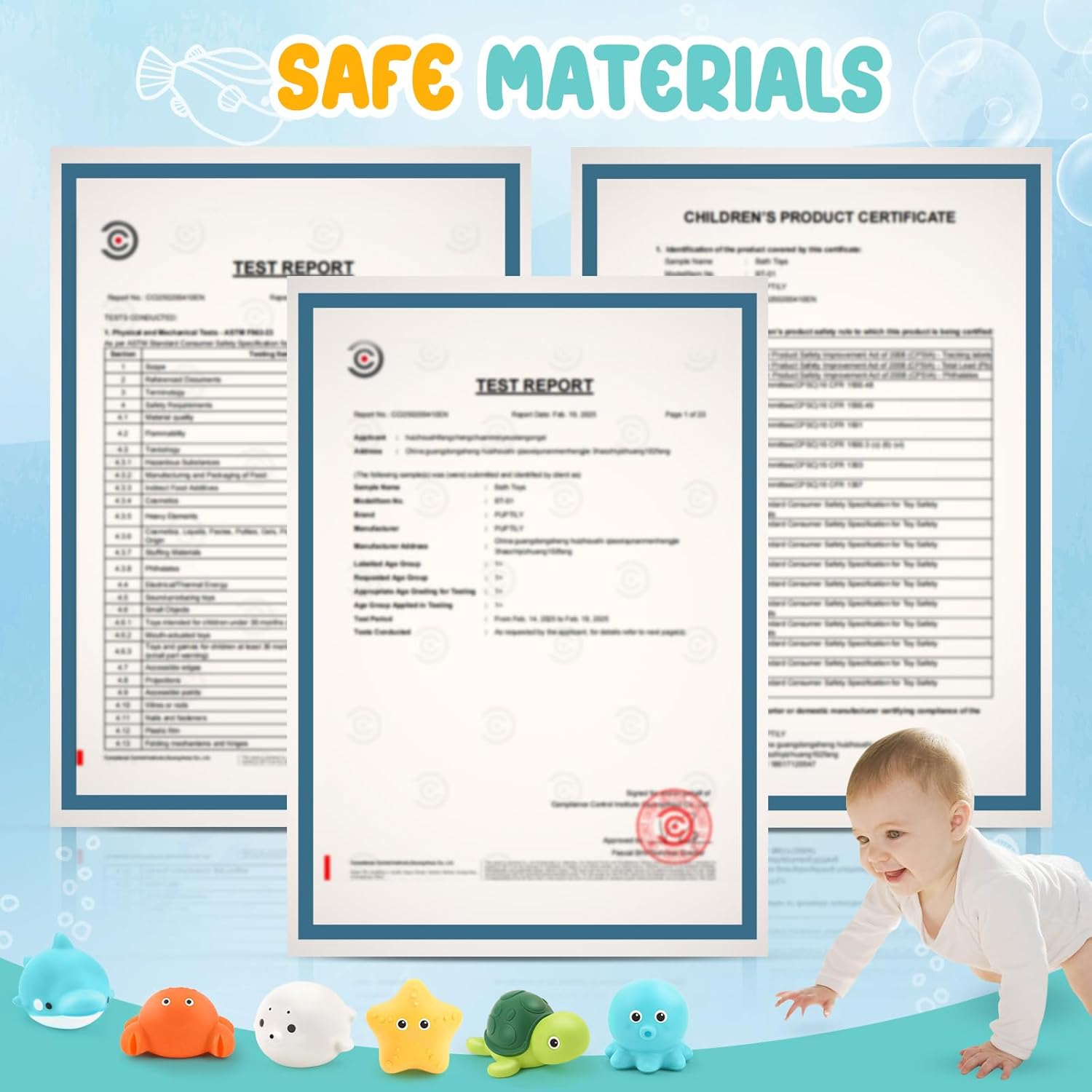 Bath Toys 6 Pack No Hole Baby Bathtub Toys Soft Squeezable & Float on Water Easy-Grip Toddler Bath Toy Set for Kids Ages 1-3 Tub Pool Toys