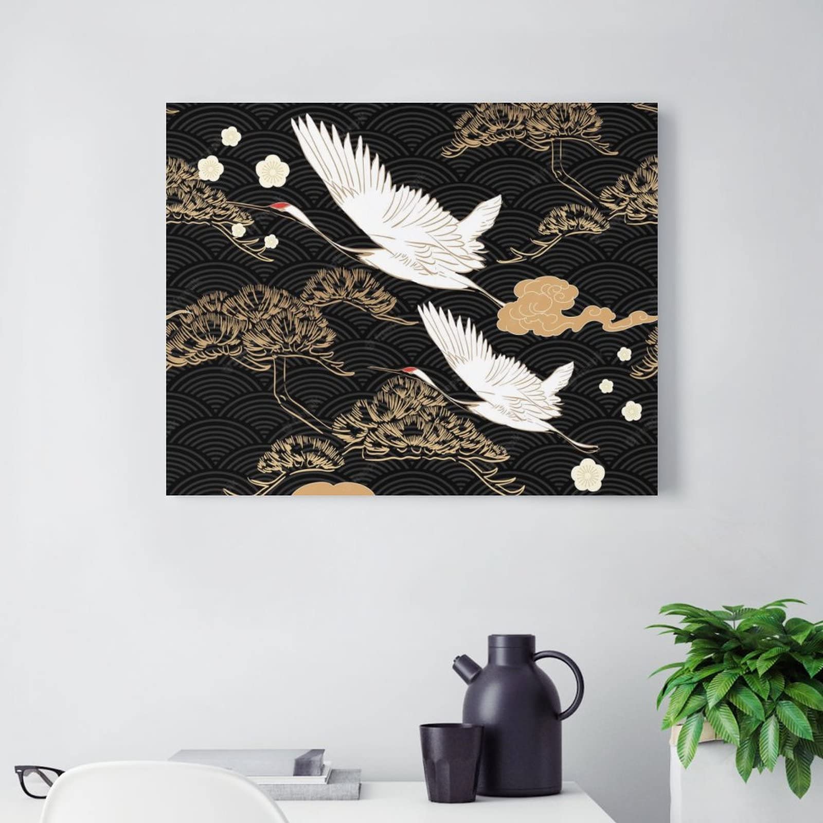 Amazon.co.jp: ポスター アートパネル インテリア 日本 和風 絵画 鶴