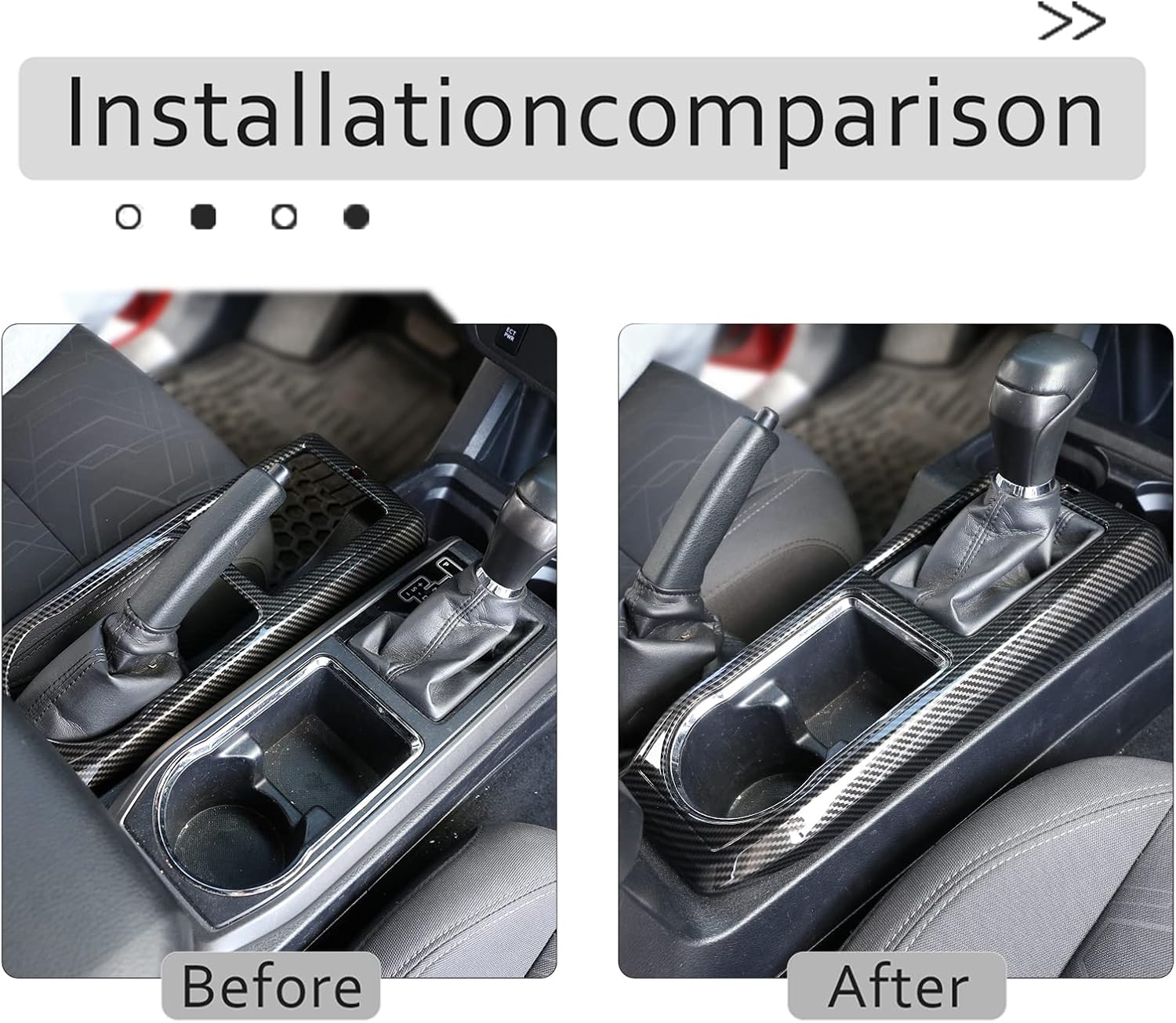 Car ABS Control Gears Shift Panel Protective Trim Frame Compatible with Toyota Tacoma 2015 2016 2017 2018 2019 2020 2021 2022 2023 Gears Shift Cup Holder Trim Frame Accessories (Black Carbon Fiber)