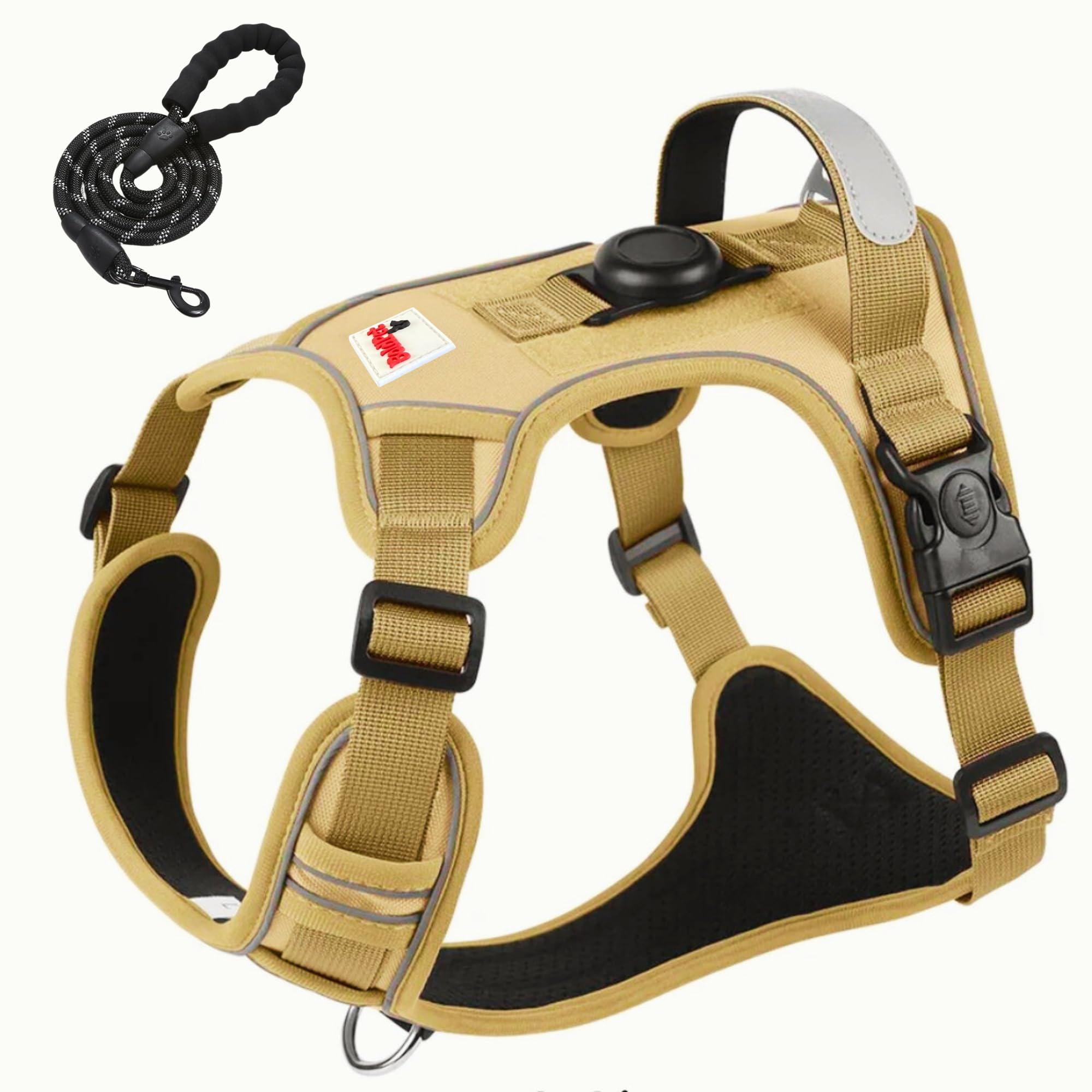 Arnés para perro con soporte para Airtag y juego de correa, arnés Oxford de alta calidad sin tirones para perro, correa reflectante para perro, arnés ajustable para perros pequeños, medianos,