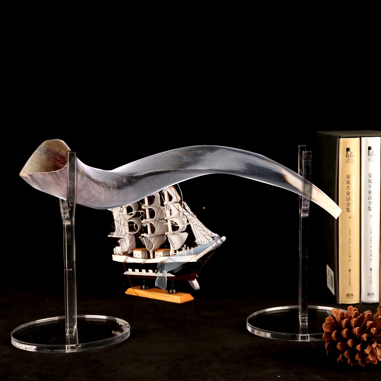 Soporte De Acrílico Transparente Para Shofar - Base Para Exhibir Shofar, Decoración Para Hogar U Oficina, 10.8x6.5 Cm
