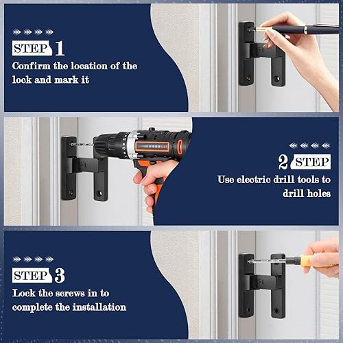 Miniatura 7 de Cerradura de cierre abatible de 90 grados, pestillo de puerta de granero resistente con tornillos, pestillo de cerradura de puerta de seguridad