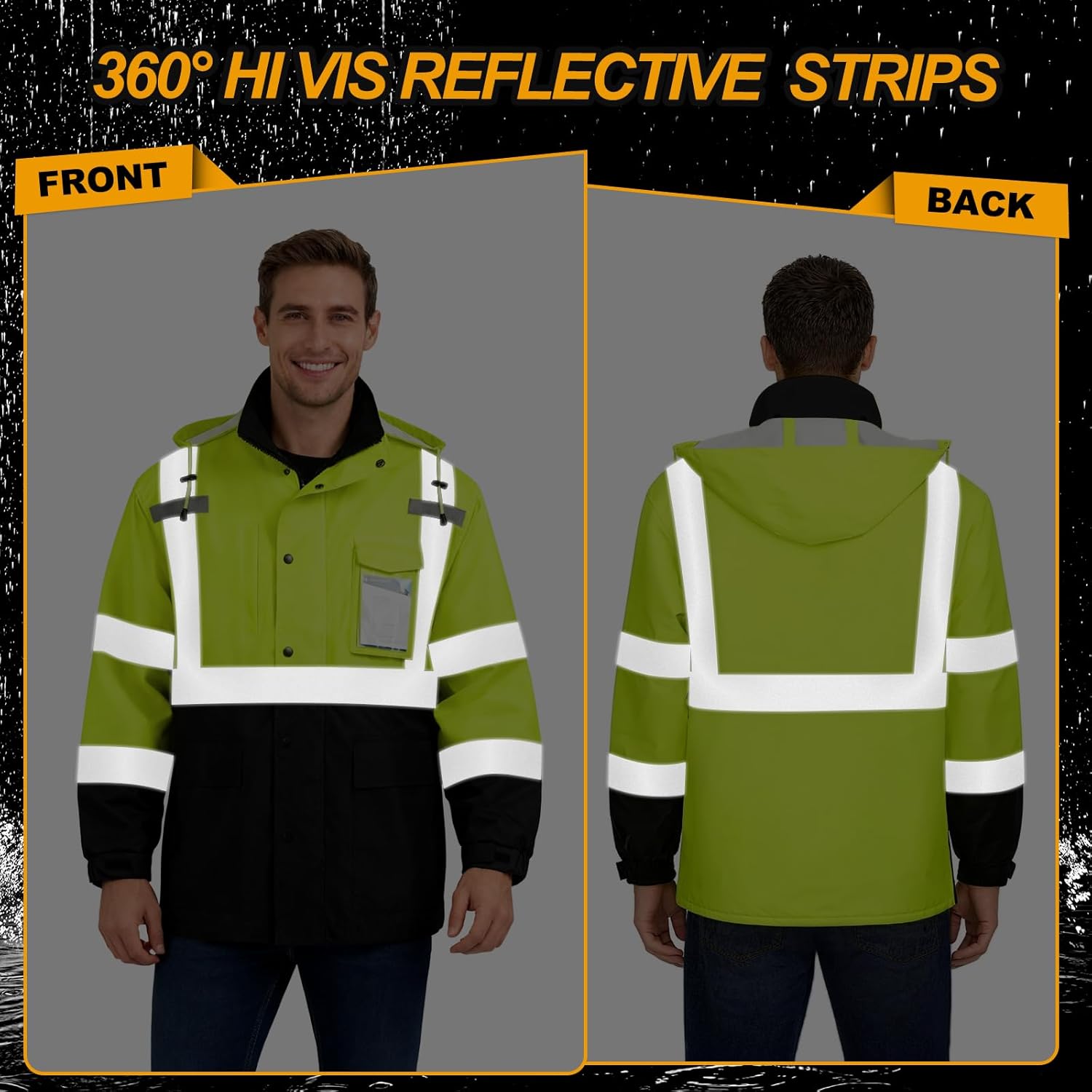 Granuton HI Vis Rain Jacket,High vis rain jacket for men women - Image 2