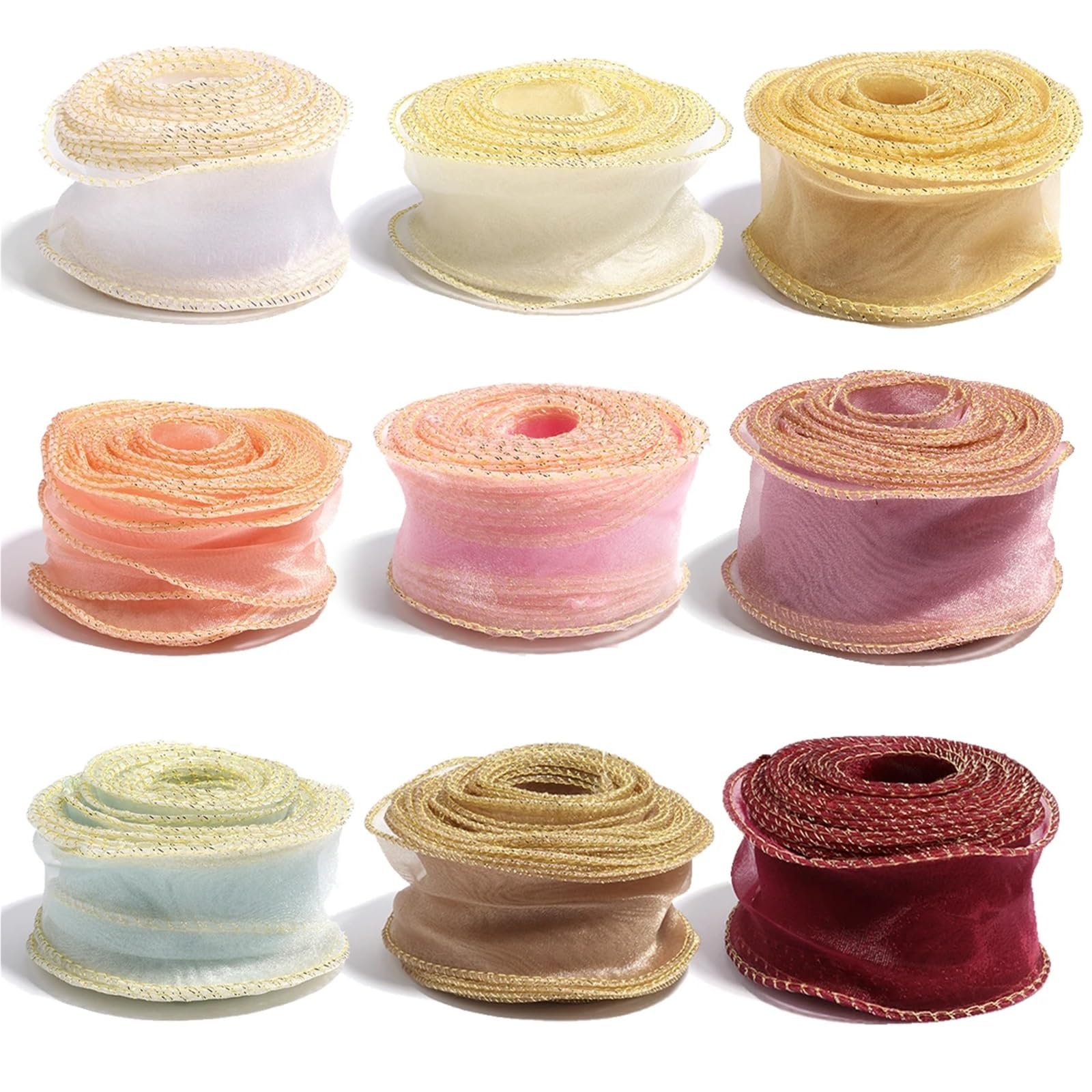 Chiffonband 5 Yards/Packung Fischschwanz-Garnband Chiffon gewellte Bänder for DIY-Blumenstraußverpackungen Hochzeitsfeier-Dekorationszubehör Bouquet da Sposa(Color03)