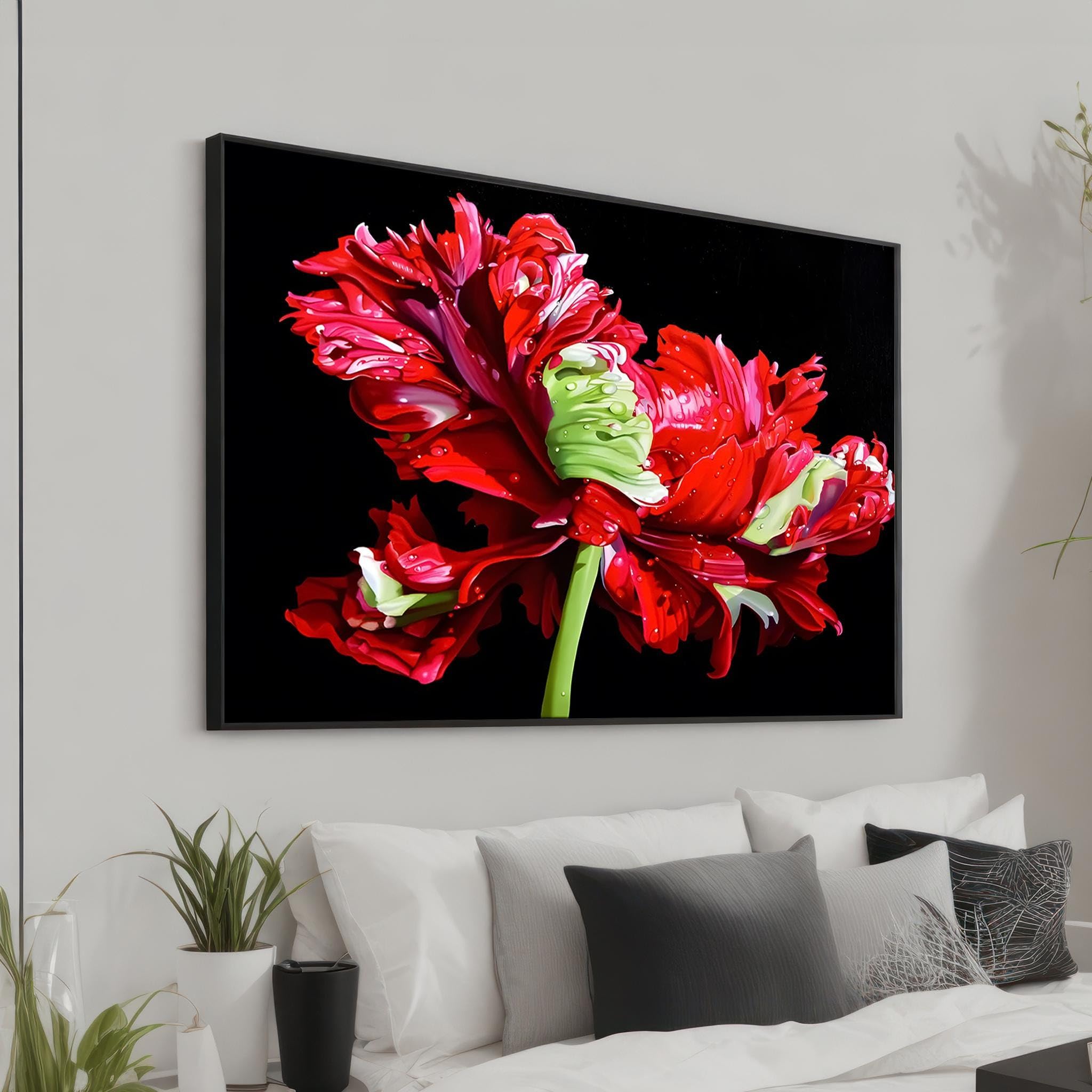 Tableau sur toile pivoine rouge de qualité supérieure, châssis bois - 8