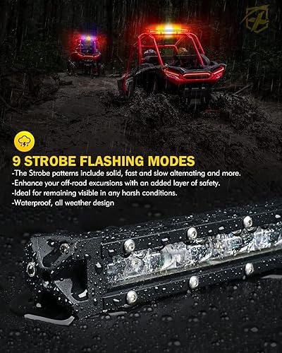 Miniatura 3 de Xprite RYWYR - Barra de luz estroboscópica LED ultrafina de 1.0 pulgadas, barra de luz intermitente de seguridad todoterreno de 30 pulgadas con