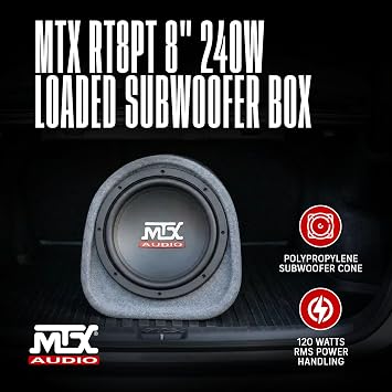 MTX Audio RT8PT 8 240W Peak Amplified Vented Car Subwoofer Tube Enclosure
