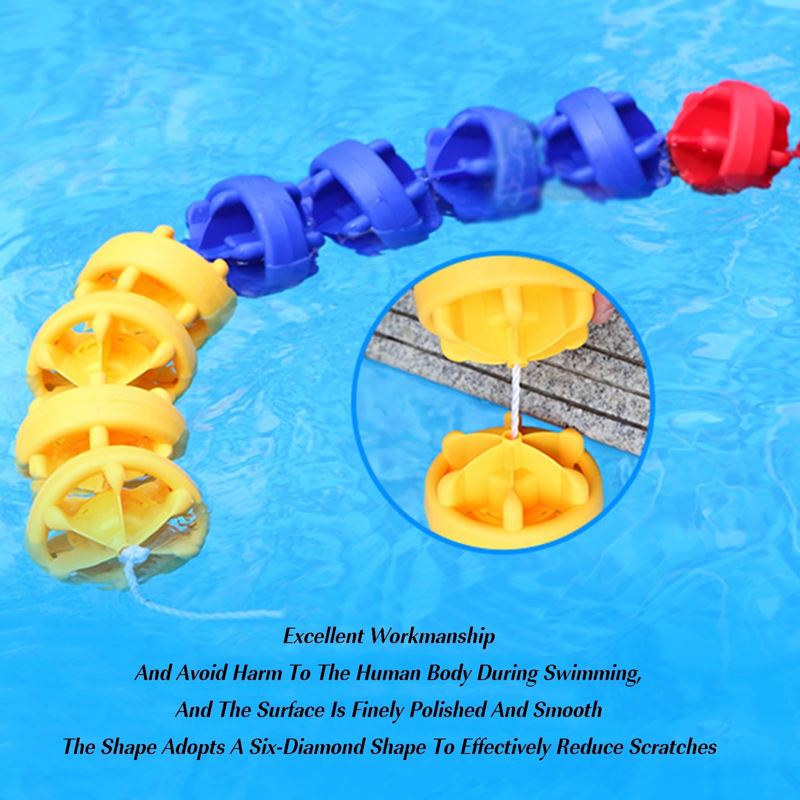 Corda divisoria di sicurezza per piscina, 9 m, recinzione di sicurezza per piscine, accessori durevoli per piscine per aree di nuoto sicure, ideale per bambini e animali domestici