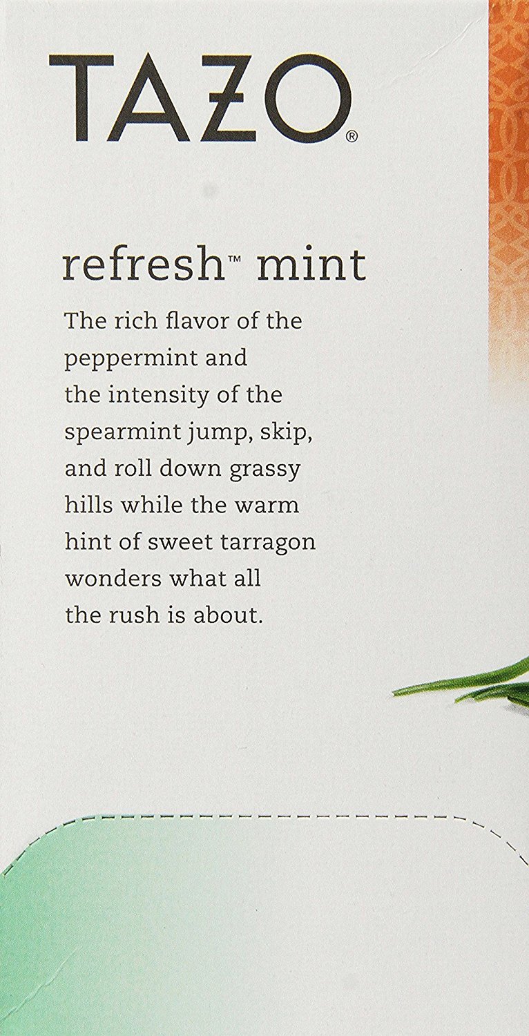 Amazon.com : Tazo Tea Refresh Mint 0.8 oz/24g 20 filterbags