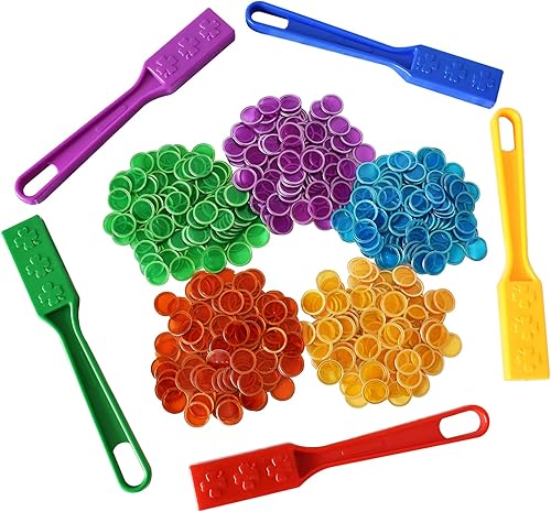 Yuanhe Juego de fichas de bingo magnéticas, varitas magnéticas de 5 colores con 500 fichas de metal para contar y clasificar, actividades educativas