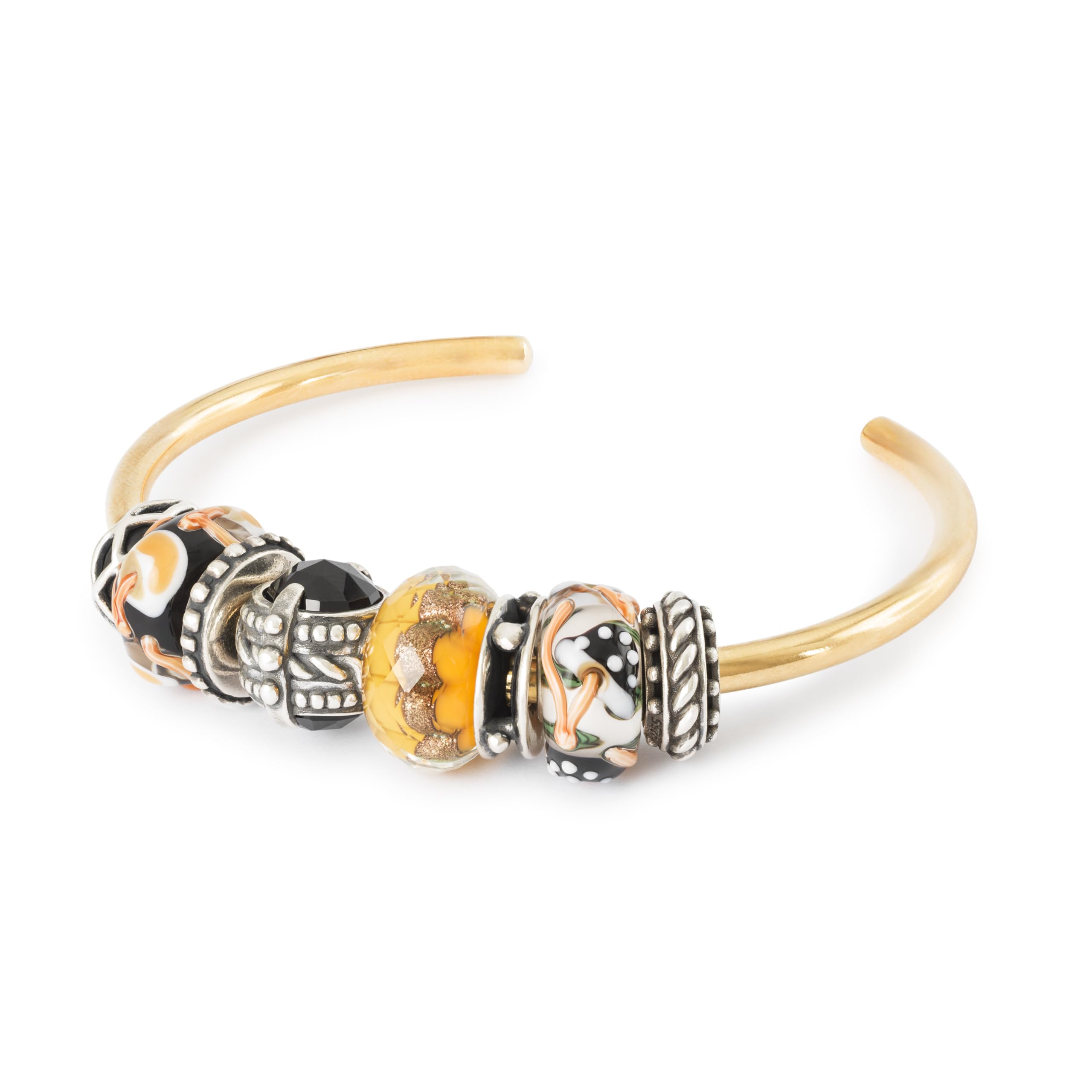 Trollbeads Herbst Kollektion Pfad des Glücks 2024 Glasbeads Limitierte Edition Handgefertigt Glas (TGLBE-30146 Goldene Spur)
