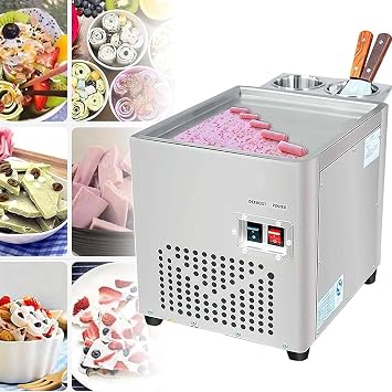 Commercial Ice Cream Roll Machine,Fried Ice Cream Roll Machine 220w, Homemade Fried Yogurt Machine,Making Ice Cream,Sorbet,Smoothie Bowl,220V