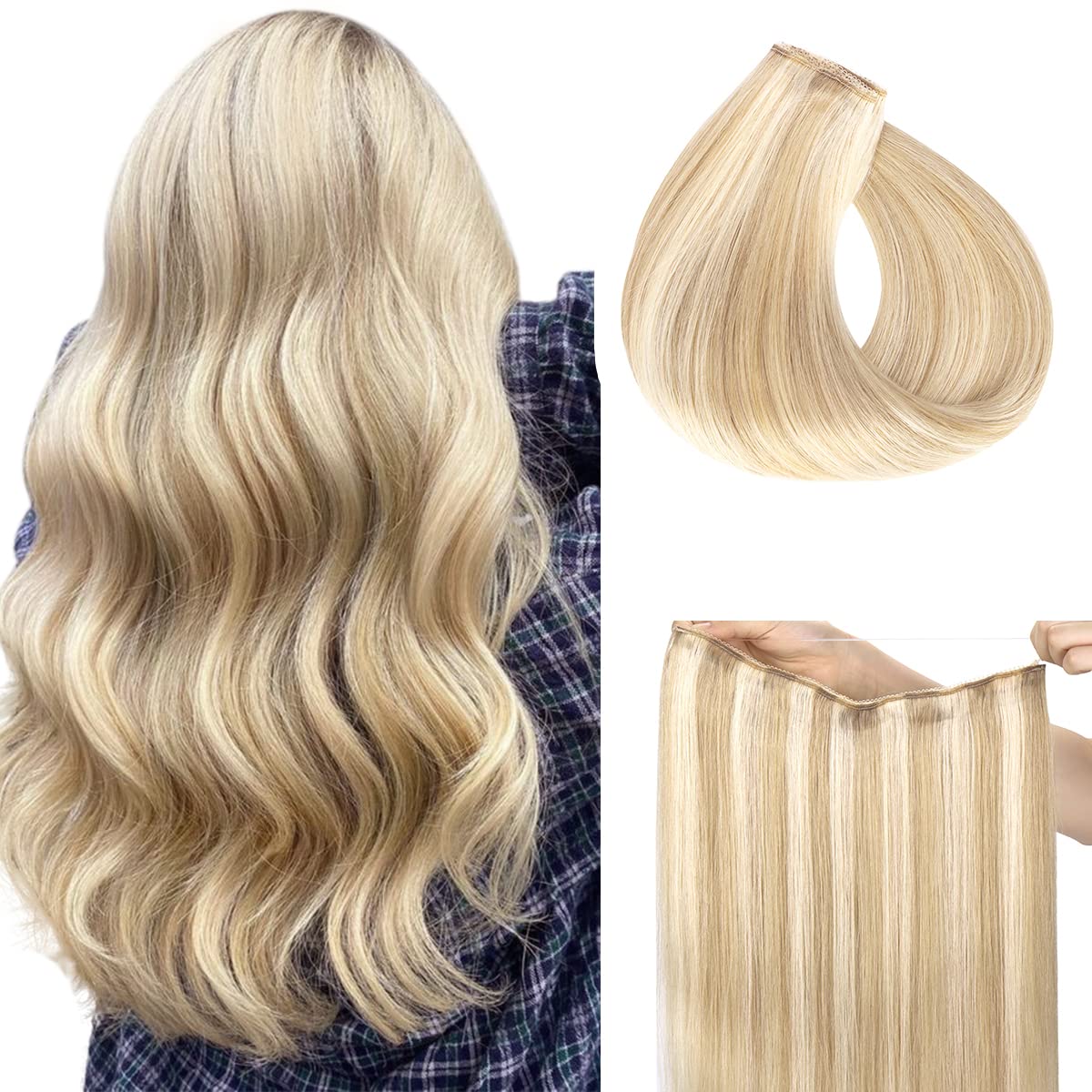 HOTBANANA Wire Hair Extensions, 14 inch 75g Dirty Blonde