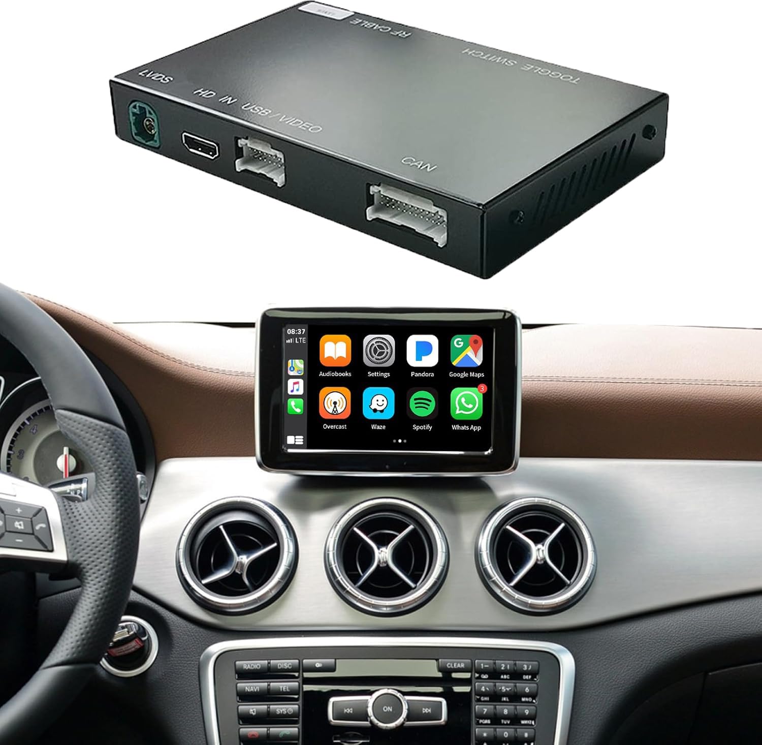 Ninetom Wireless Carplay Retrofit Kit Decoder for 2011-2015 Mercedes Benz A/B/C/GLK/GLA/GLC/GLS/ML/GL/SLK/E/G/V Class with NTG4.5/4.7 System