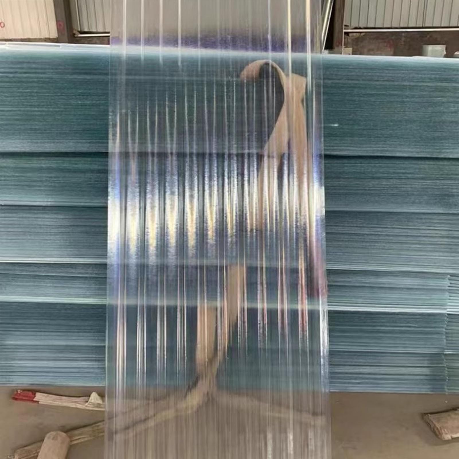 Lastra Ondulata da 1 Mm Tegole Plastica Tettoia Facile da Installare Pannelli Policarbonato Allevamenti di Bestiame, Serre(0.9x1.3m/2.95x4.27ft)