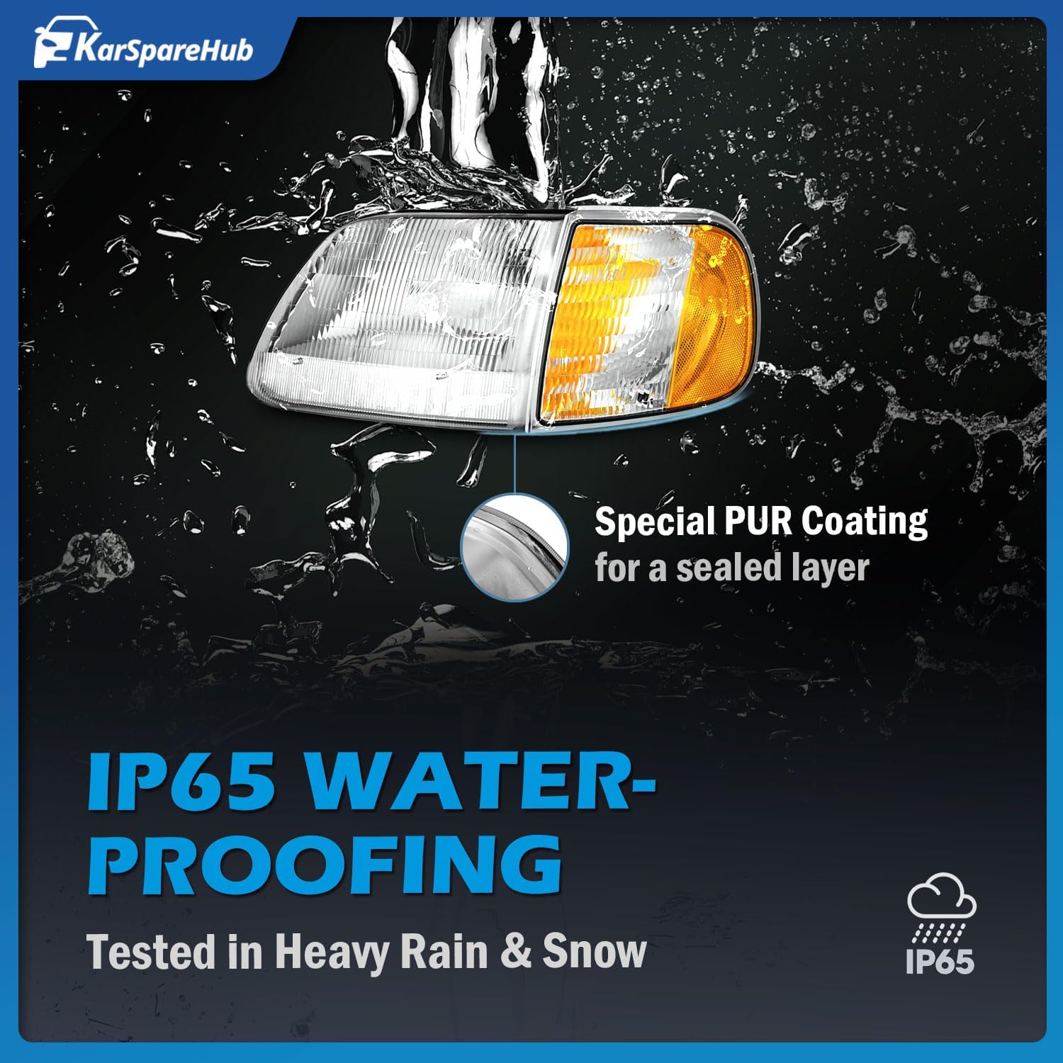 Headlights Assembly for 1997-2003 F150 / 1997-2002 Ford Expedition / 1998-1999 F250 Selected Models, Signal Marker Light with Bulbs Does NOT fit models produced before July 1996