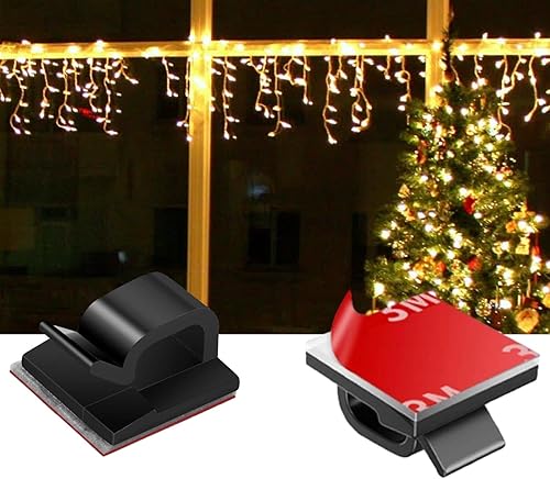 Clips adhesivos para cables Organizador de cables Los Clips adhesivos para cables negros, 80 piezas, para gestión de cables en exteriores e