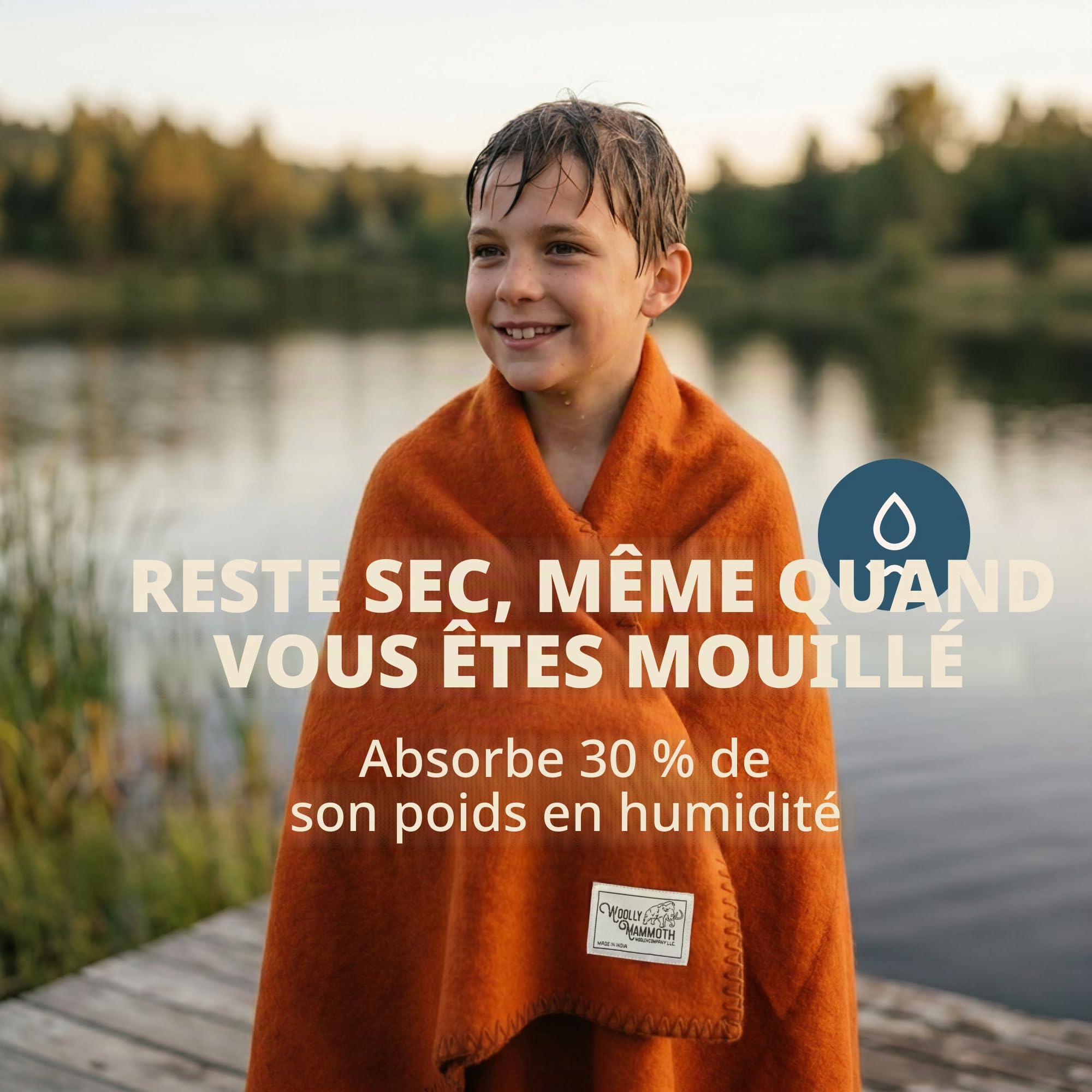 Woolly Mammoth Woolen Co. Couverture de Camping en Laine mérinos Taille XL – Idéale pour l'extérieur, Le Camping, Le Trekking, la randonnée, la Survie ou jeté à la cabane (Marron), 167,6 x 228,6 cm