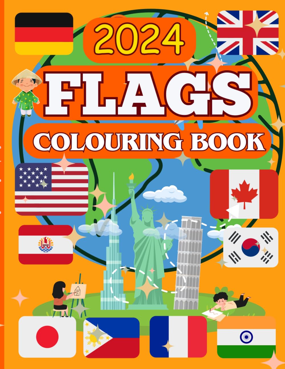 Flags Coloring Book with Facts: 196 Recognized Country Flags to Colour, Easy Geography Education for Children, Enhances your Child's Geographical Knowledge.