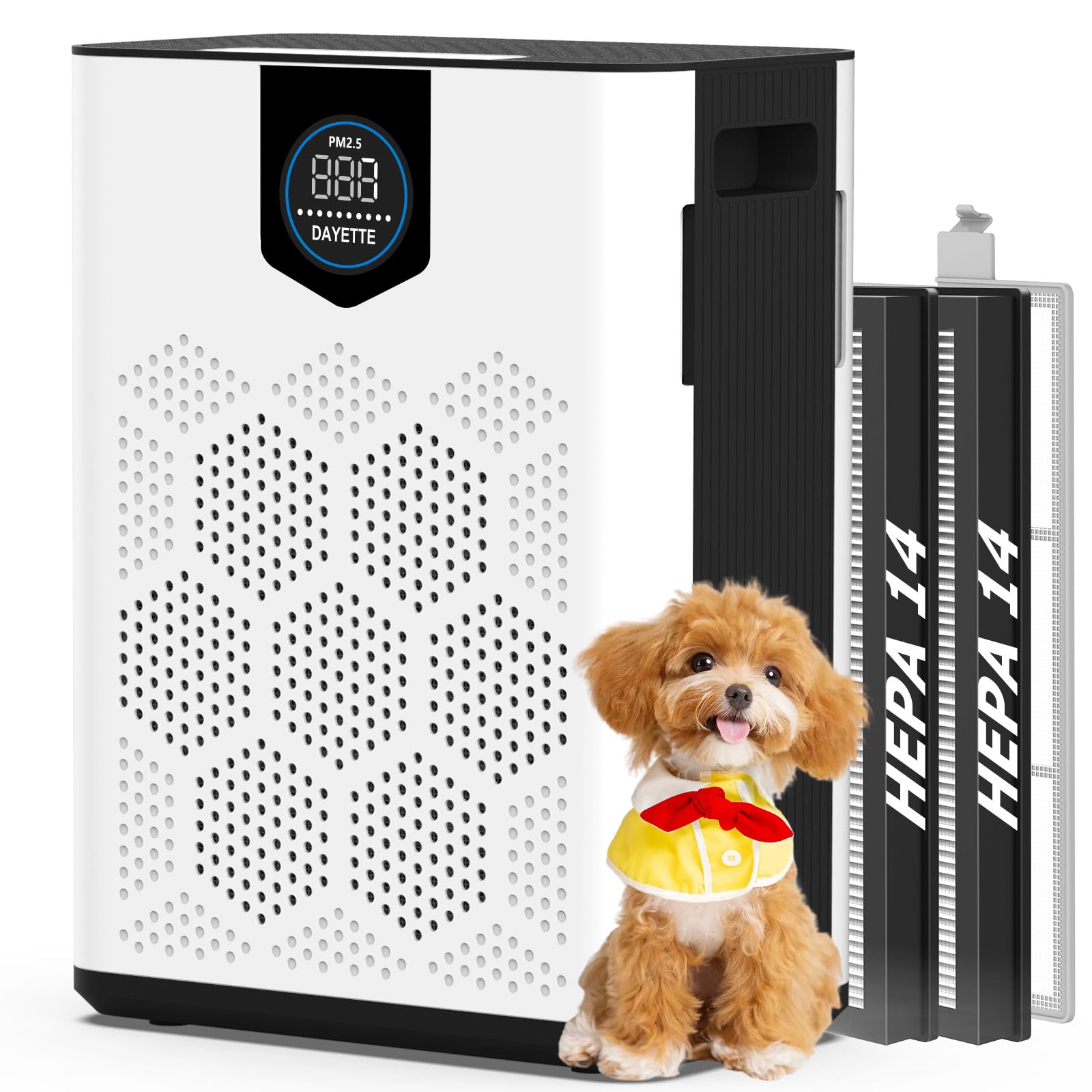 Air Purifiers for Home Large Room Up to 3000 Ft² with 2xH14 HEPA Filters, Air Purifiers for Pets Bedroom with Washable PreFilters, 2 TIMES Purification Speed In Turbo Mode for Dust, Hair, OdorRecycled Claim Standard 100