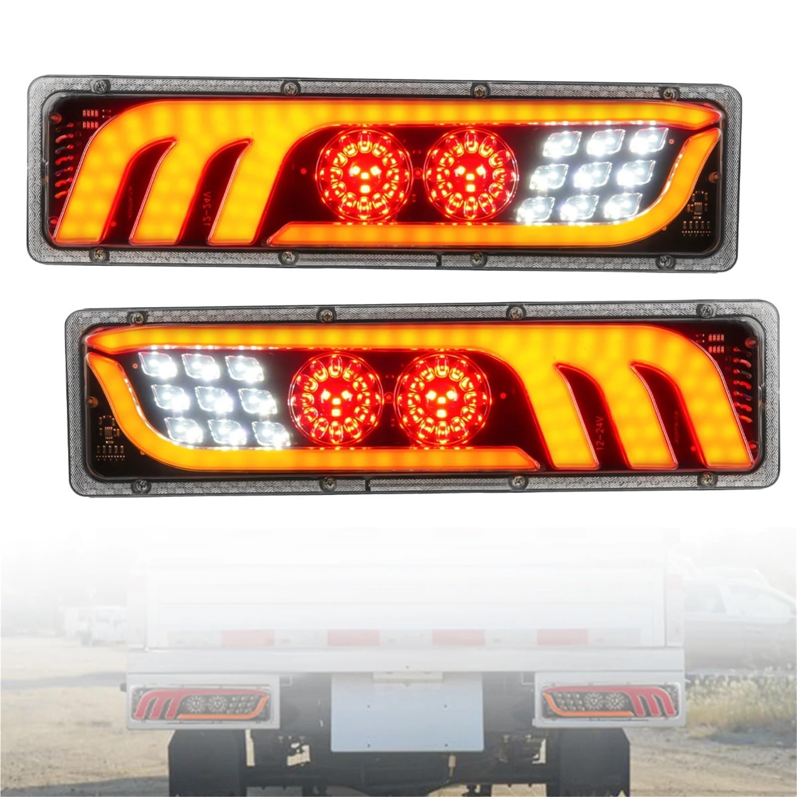 Halogen światła 46CM LED Tylna lampa tylna Stop Cofanie Caravan Van Lampa Hamulec Cofanie Ruch Przeciwmgielny Wodoodporna 12-24V(2PCS 46cm)