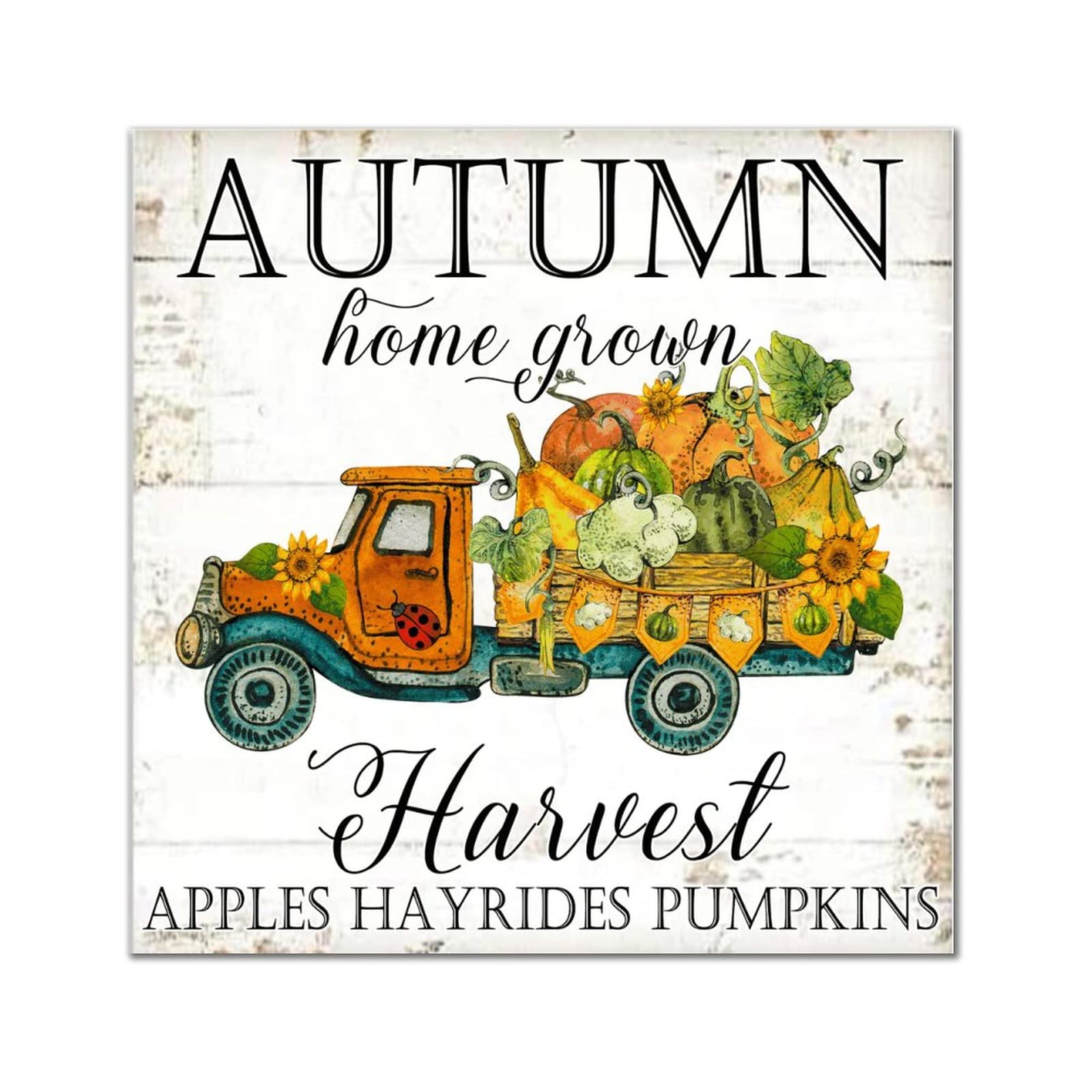 Plaque en bois rétro déco vintage de maison avec motif citrouille d'automne
