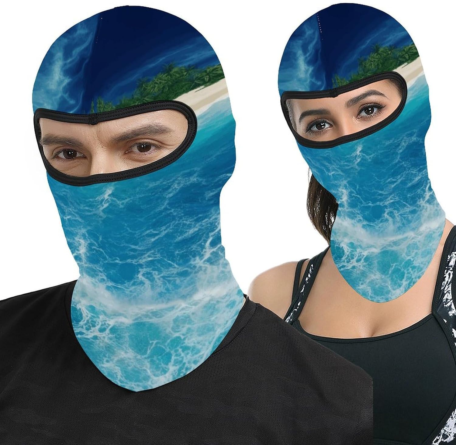 Ocean Beach Theme Balaclava Face Mask for Men Women | Windproof Motorcycle Neck Gaiter Full Face Cover, Warmer Ski Mask, Breathable UV Protection Full Face Mask for Outdoor Sports