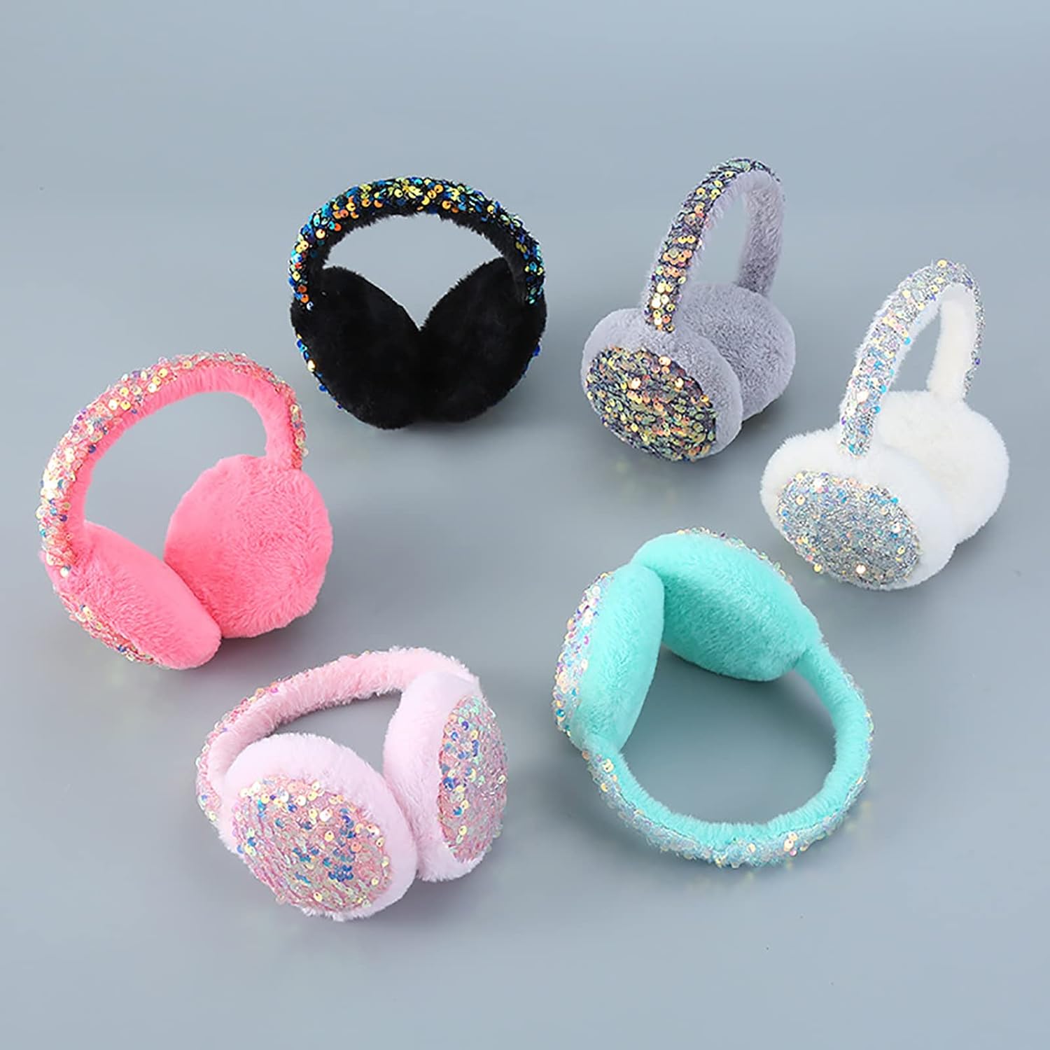 Kids Girls Sequins Knit Earmuffs for Women Winter Warm Plush Ear Muffs Cold Weather Ear Warmer for Outdoor - Image 6