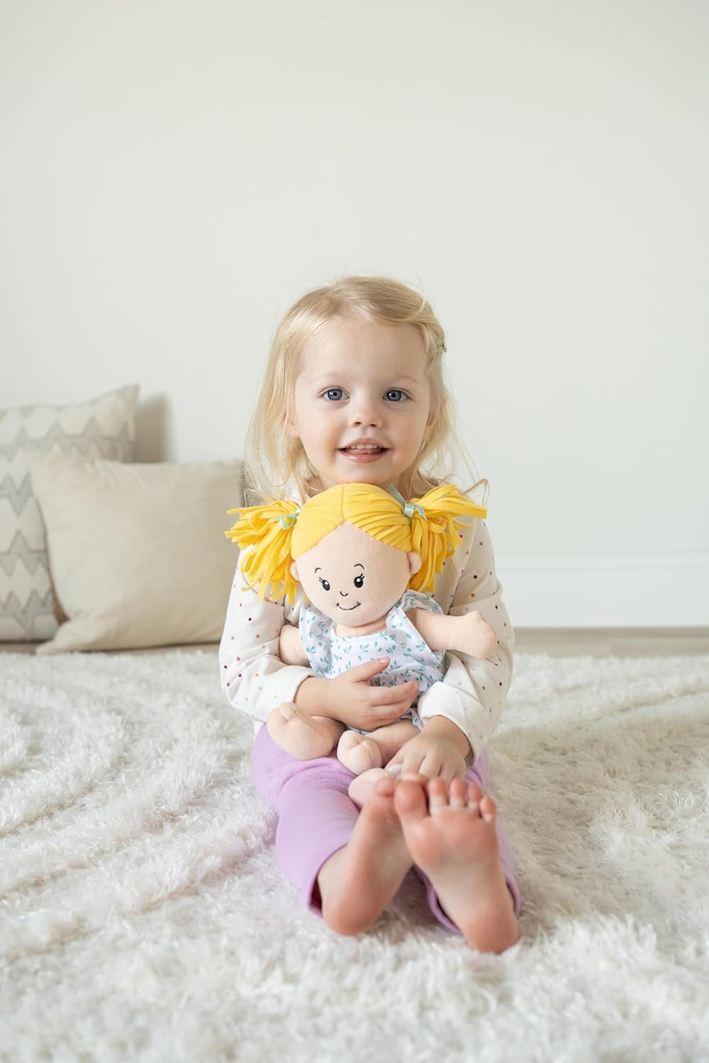Love, Stella Soft Baby Doll for 1 + Year Old by Manhattan Toy - Peach with Blonde Pigtails